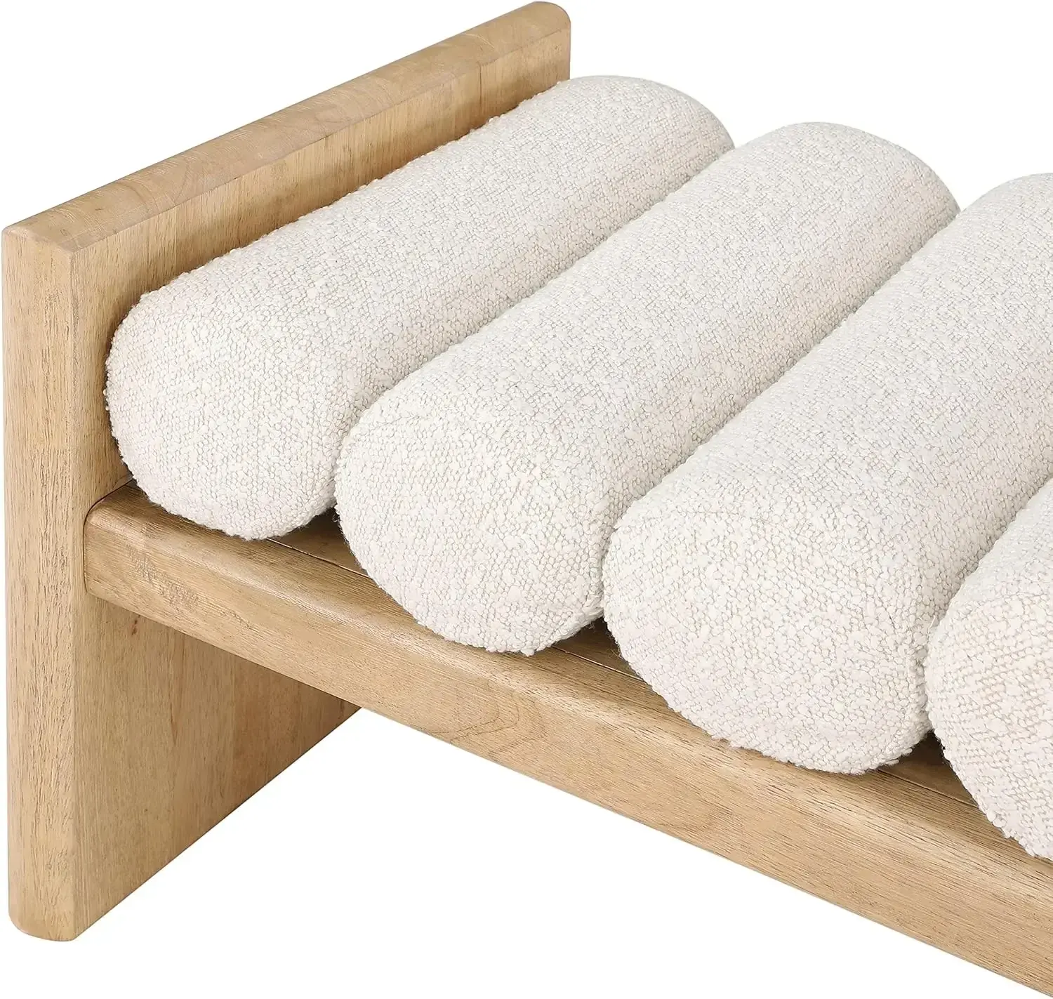 179Cream Waverly Collection Modern | Contemporary Bench with Solid Wood Rich Natural Finish,  52" W x 19" D x 18" H, Cream