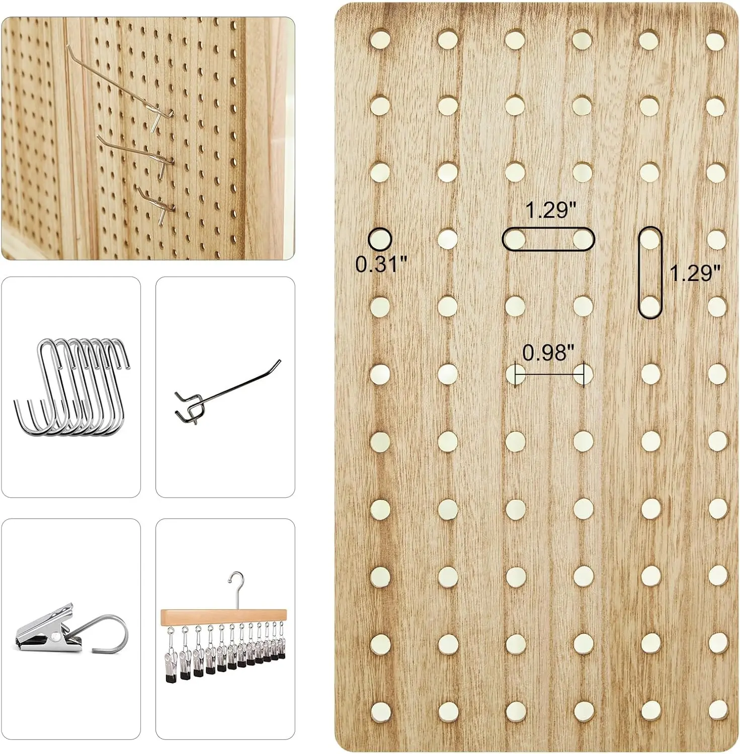 Pegboard Display, 5.6Ft Portable Freestanding Wall Organizer Wooden Room Divider Folding Privacy Screens for Craft Art Display