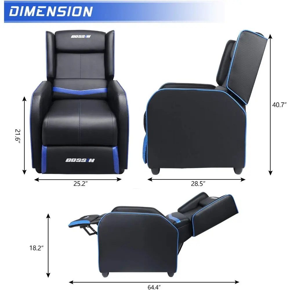 Gaming Recliner Chair for Adults 400lbs Racing Style Sofa Big and Tall PU Leather Recliner Seating, Modern Ergonomic Lounge Com