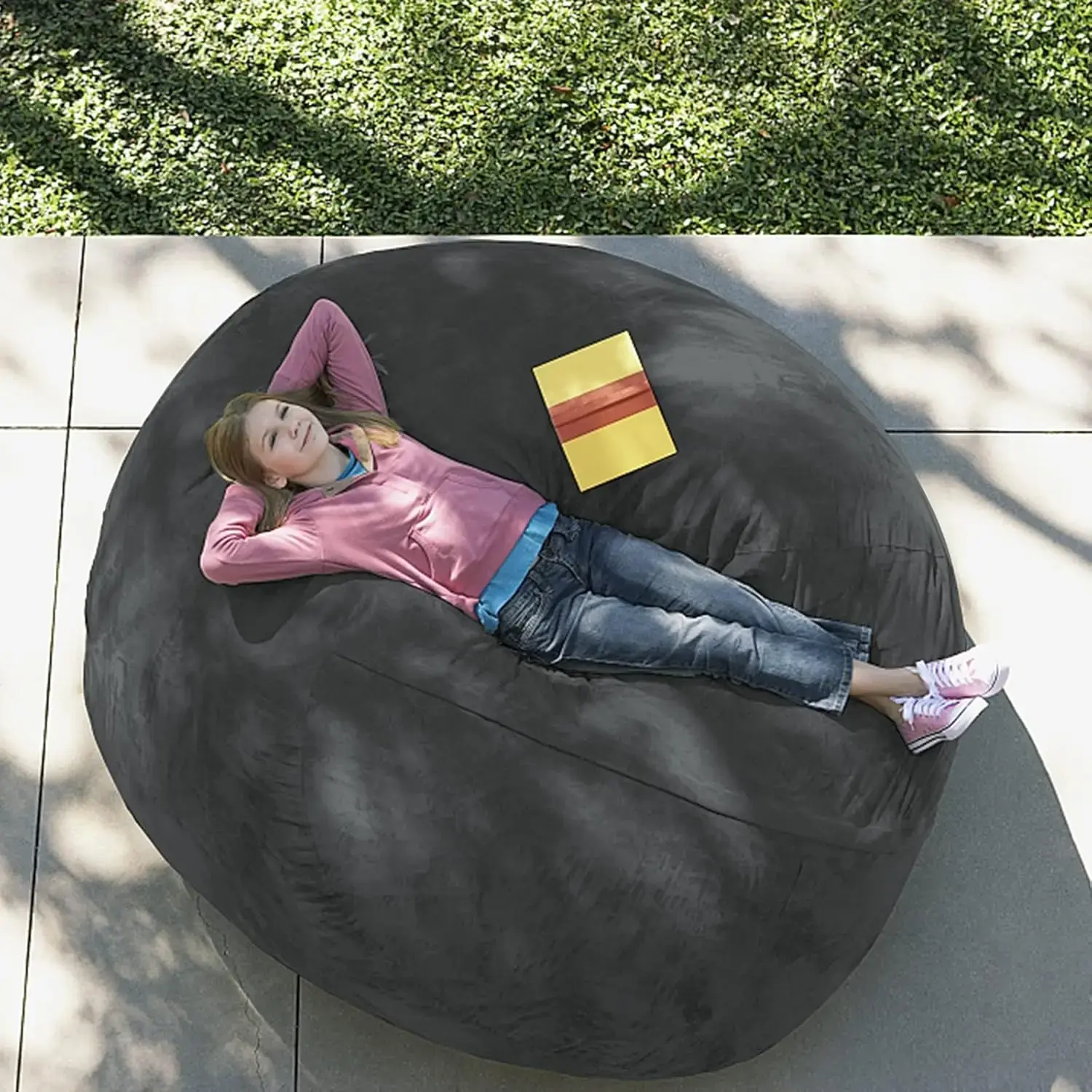 Giant Fur Bean Bag Chair Cover for Kids Adults, (No Filler) Living Room Furniture Big Round Soft Fluffy Faux Fur Beanbag Lazy