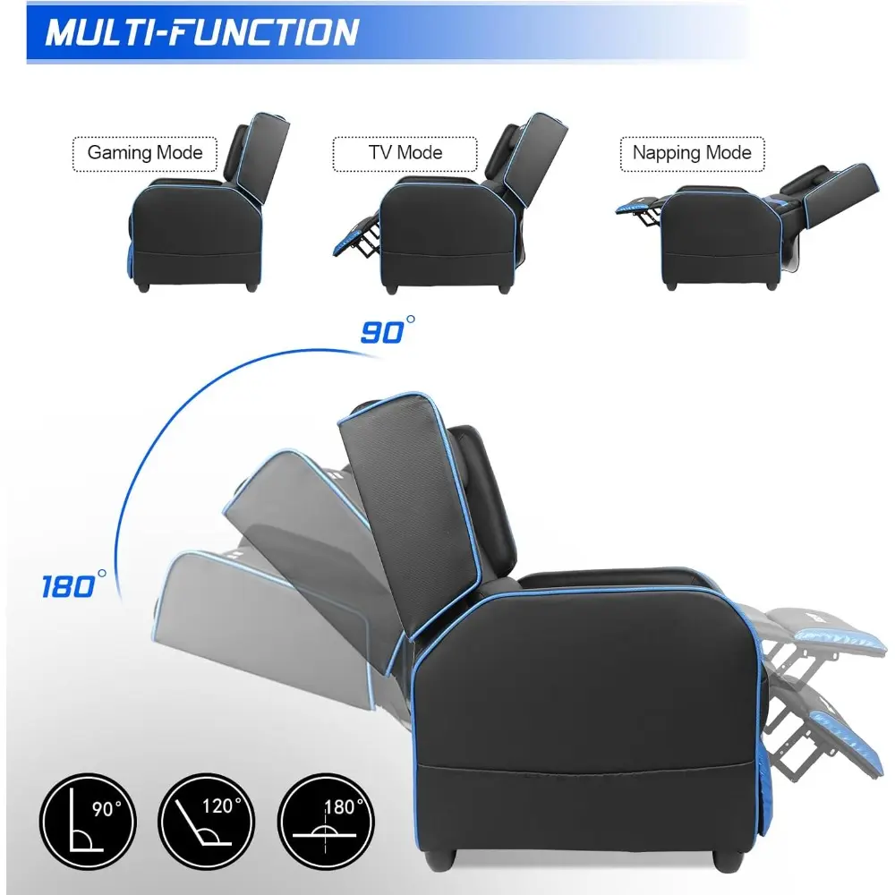 Gaming Recliner Chair for Adults 400lbs Racing Style Sofa Big and Tall PU Leather Recliner Seating, Modern Ergonomic Lounge Com