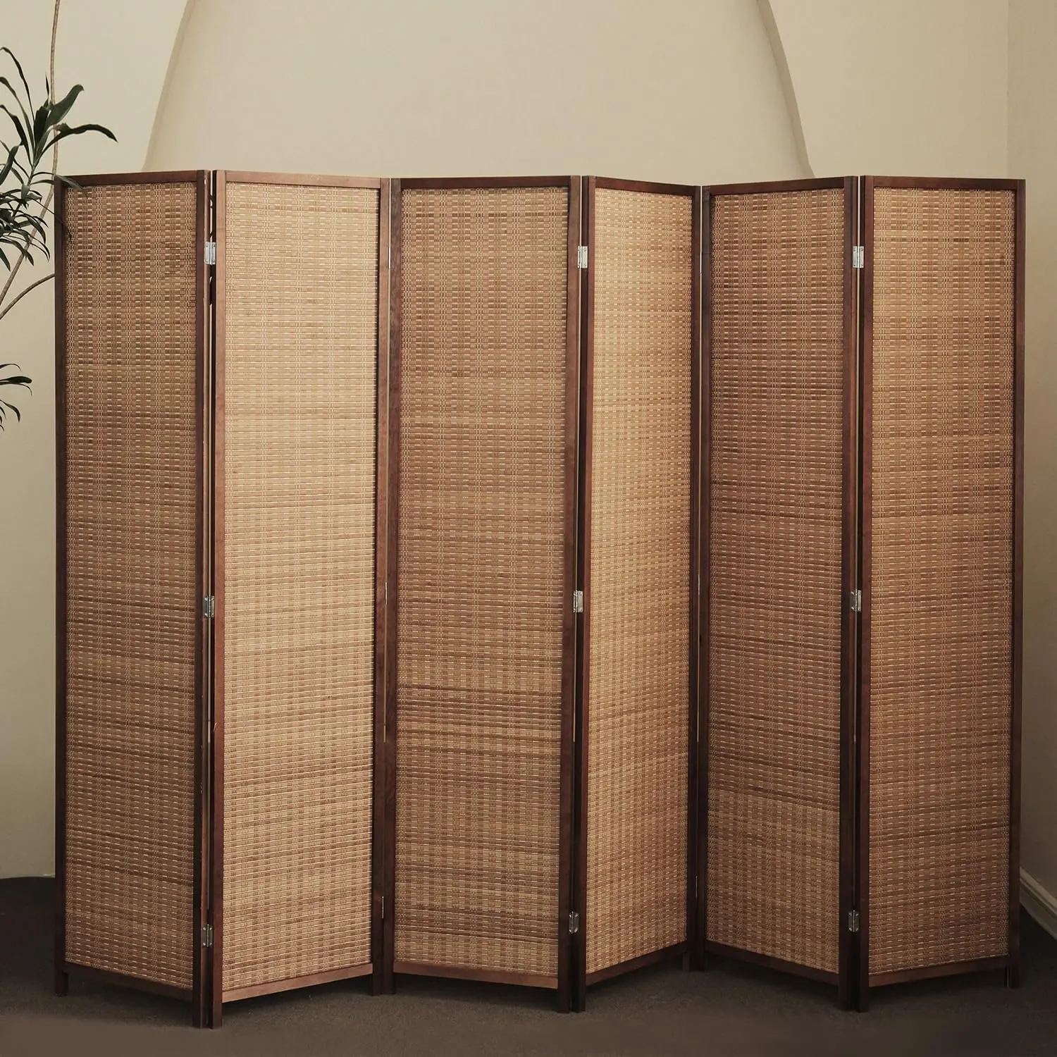 6 Panel Room Divider and Folding Screen Room Divider,Bamboo  Divider for  Separation,67" H x 92.1" W
