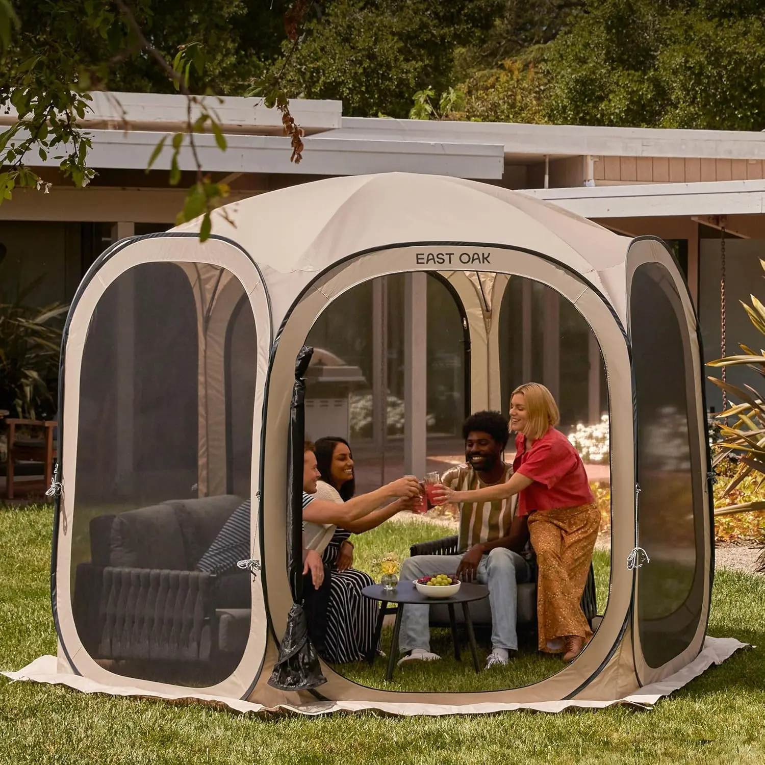 Screen House Tent Pop-Up, Portable Screen Room Canopy Instant Screen Tent 10 x 10 FT with Carry Bag for Patio, Backyard,