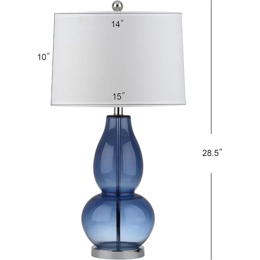 SAFAVIEH Lighting Collection Mercurio Blue Glass Double Gourd 29-inch Bedroom Living Room Home Office Desk Nightstand Table Lamp