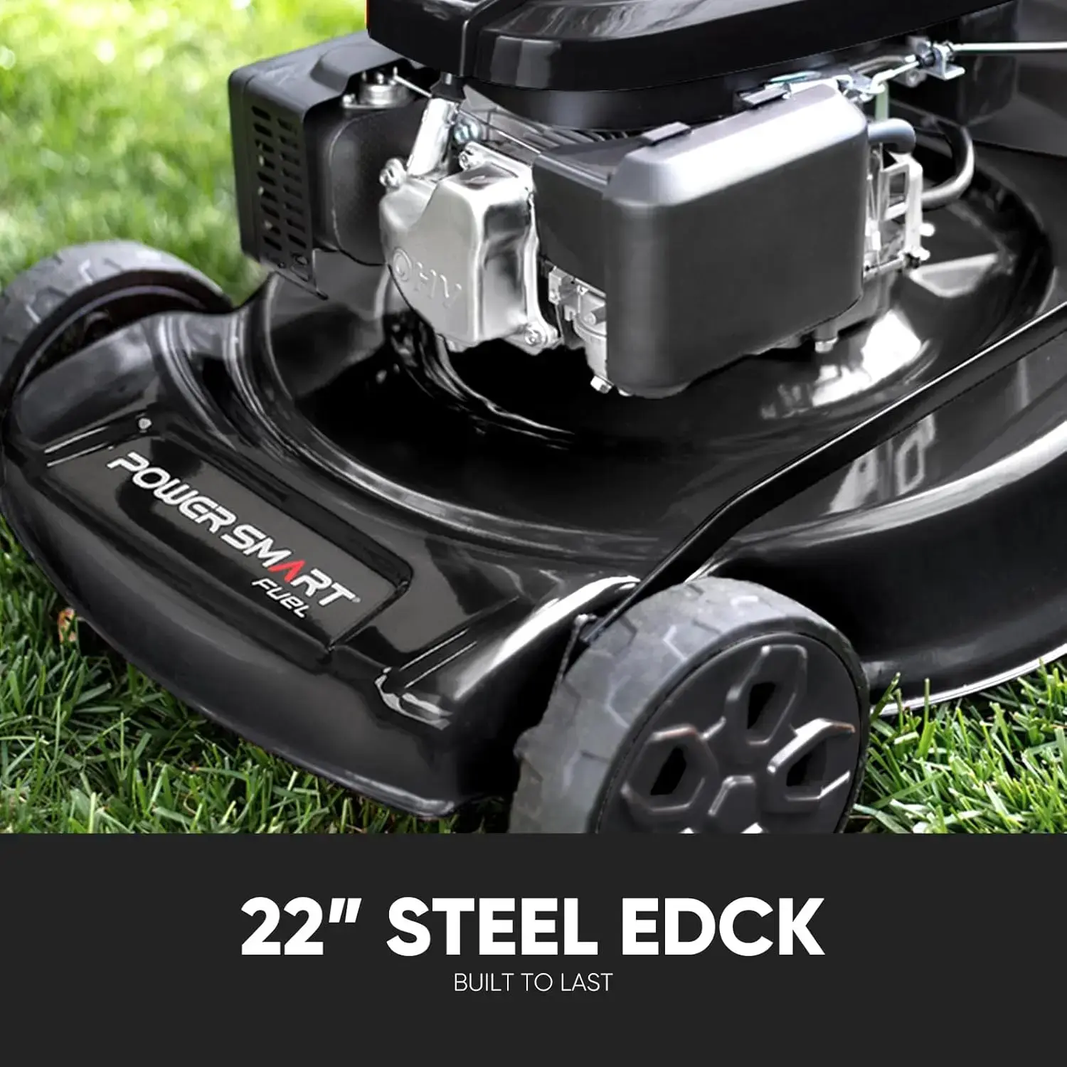 Self Propelled Gas Lawn Mower, 22 in. 170cc OHV Engine 3-in-1 Rear Wheel Drive, High Wheels, 6-Position Height Adjustment, Black