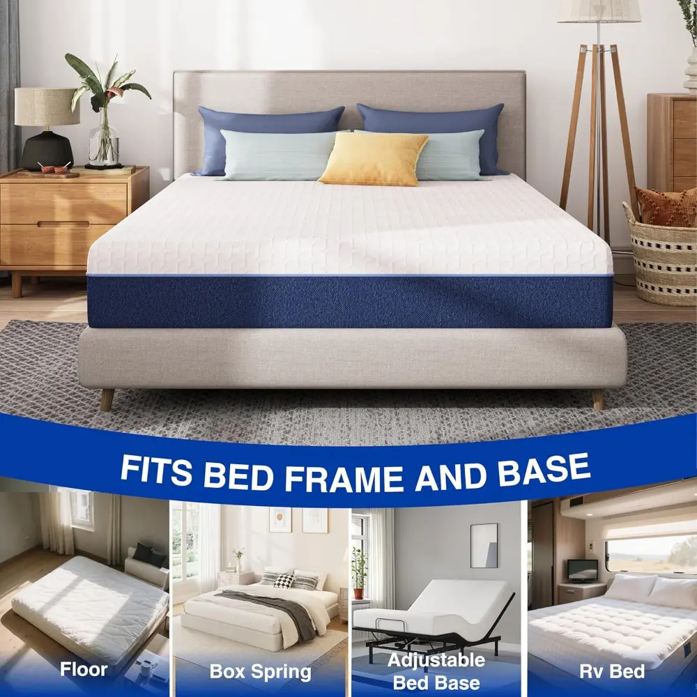 8 Inch Full Gel Cooling Memory Foam Mattress, Pressure Relief, Medium Firm Support，Mattress in a Box, CertiPUR-US Certified