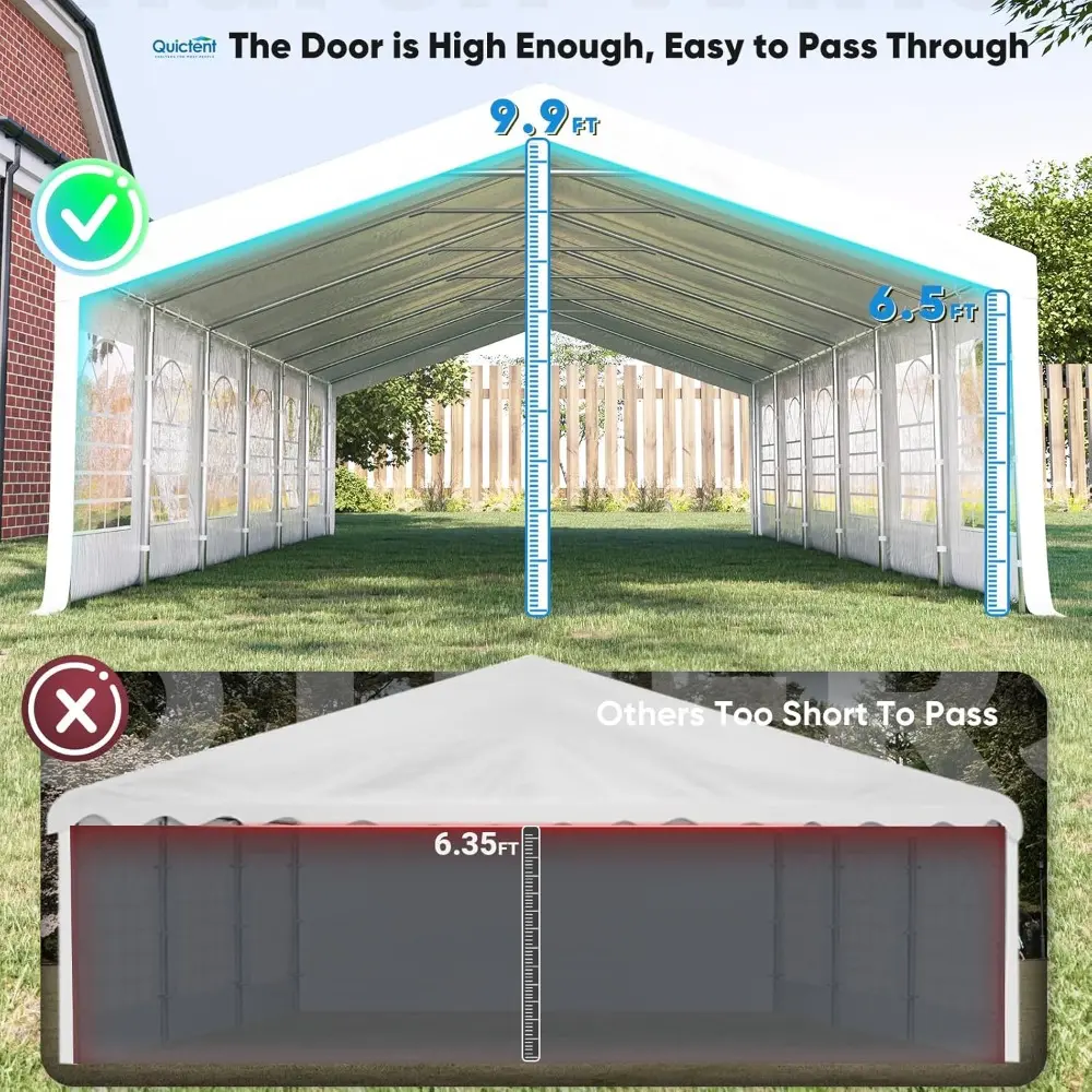 20x40 Party Tent Heavy Duty Outdoor Canopy Tent Carport Wedding Event Shelter BBQ Wedding Tents for Parties with Storage Bags(C