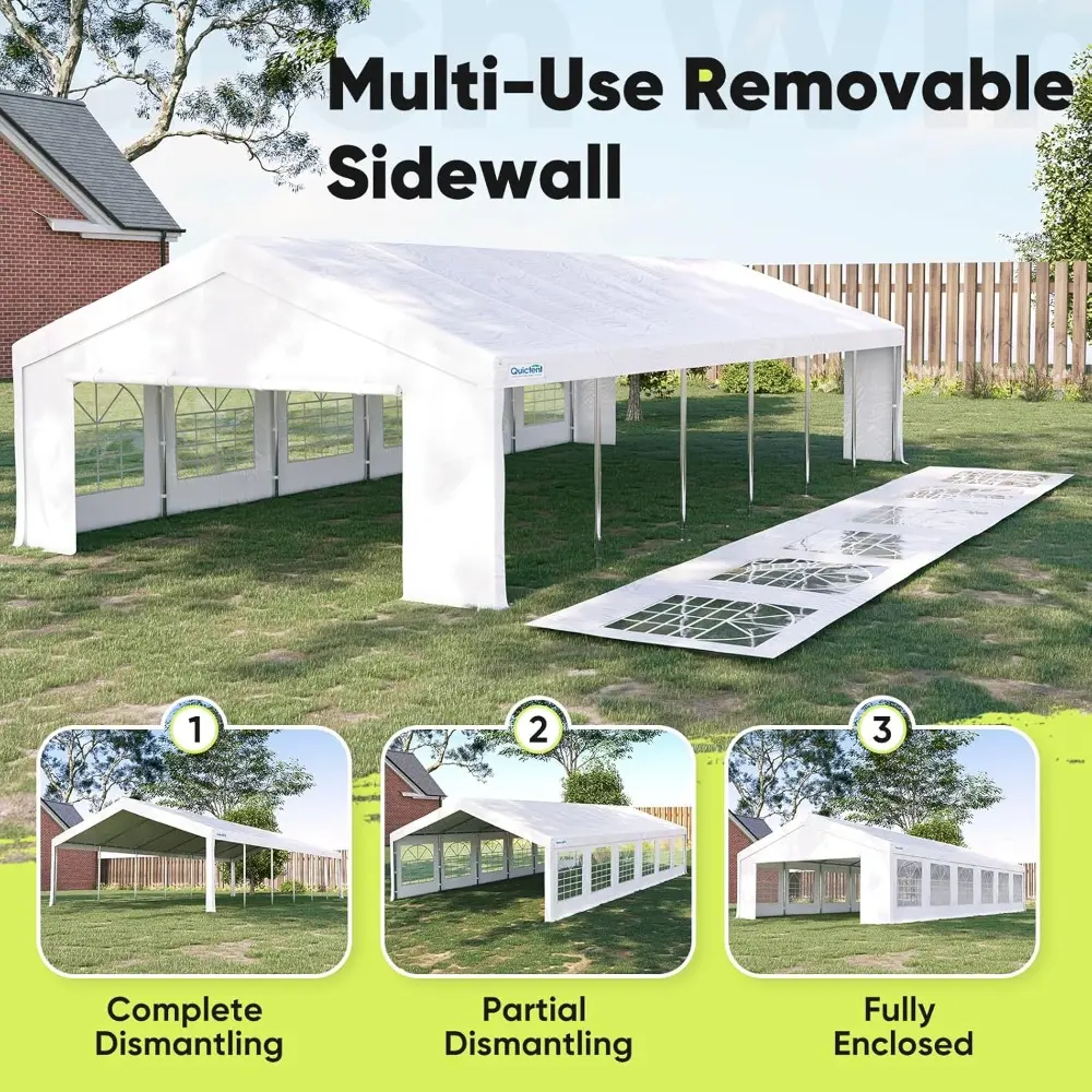 20x40 Party Tent Heavy Duty Outdoor Canopy Tent Carport Wedding Event Shelter BBQ Wedding Tents for Parties with Storage Bags(C