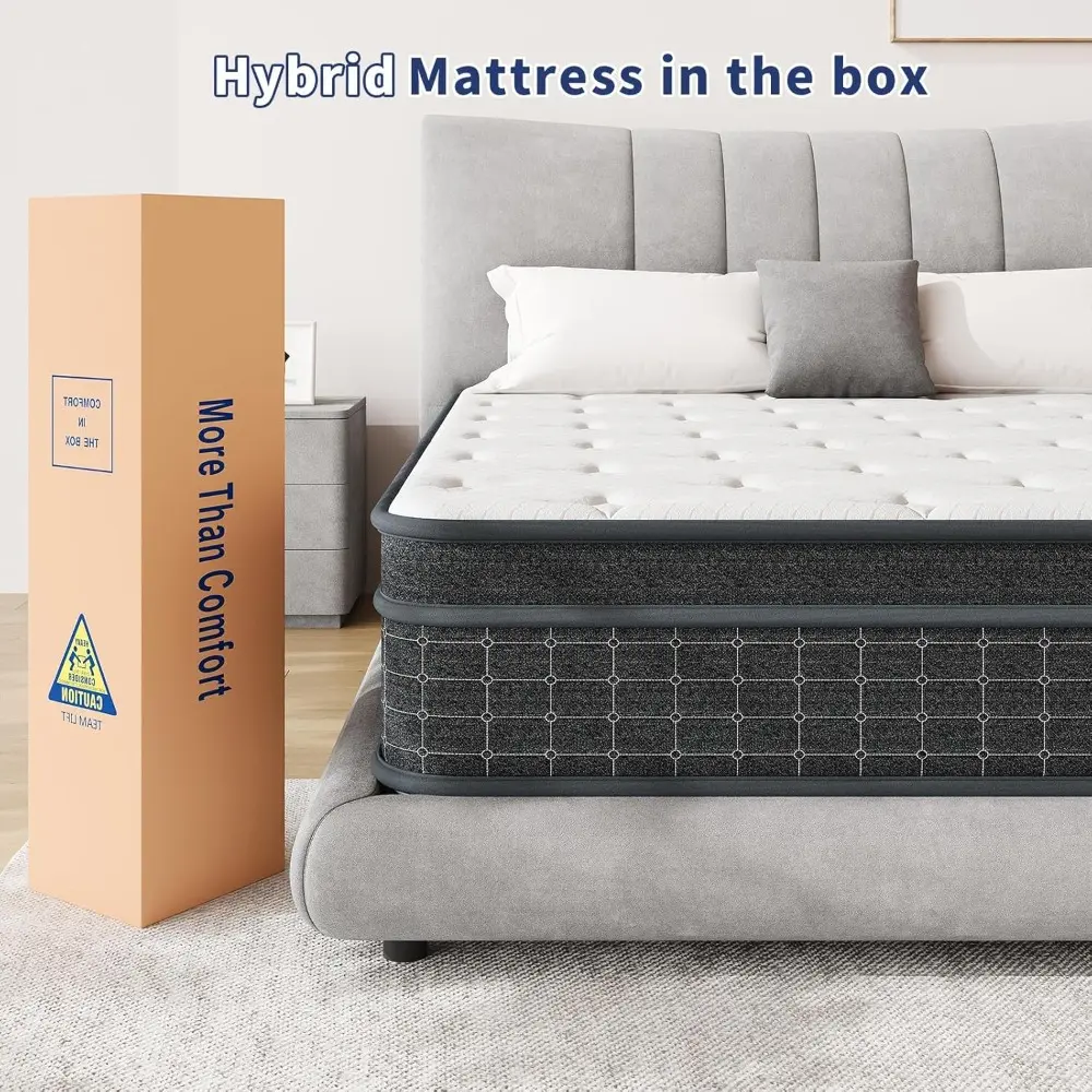 Queen Mattress, 12 Inch Queen Size Mattresses in a Box, Individually Wrapped Pocket Coils for Isolate Motion,Pressure Relief, Ce