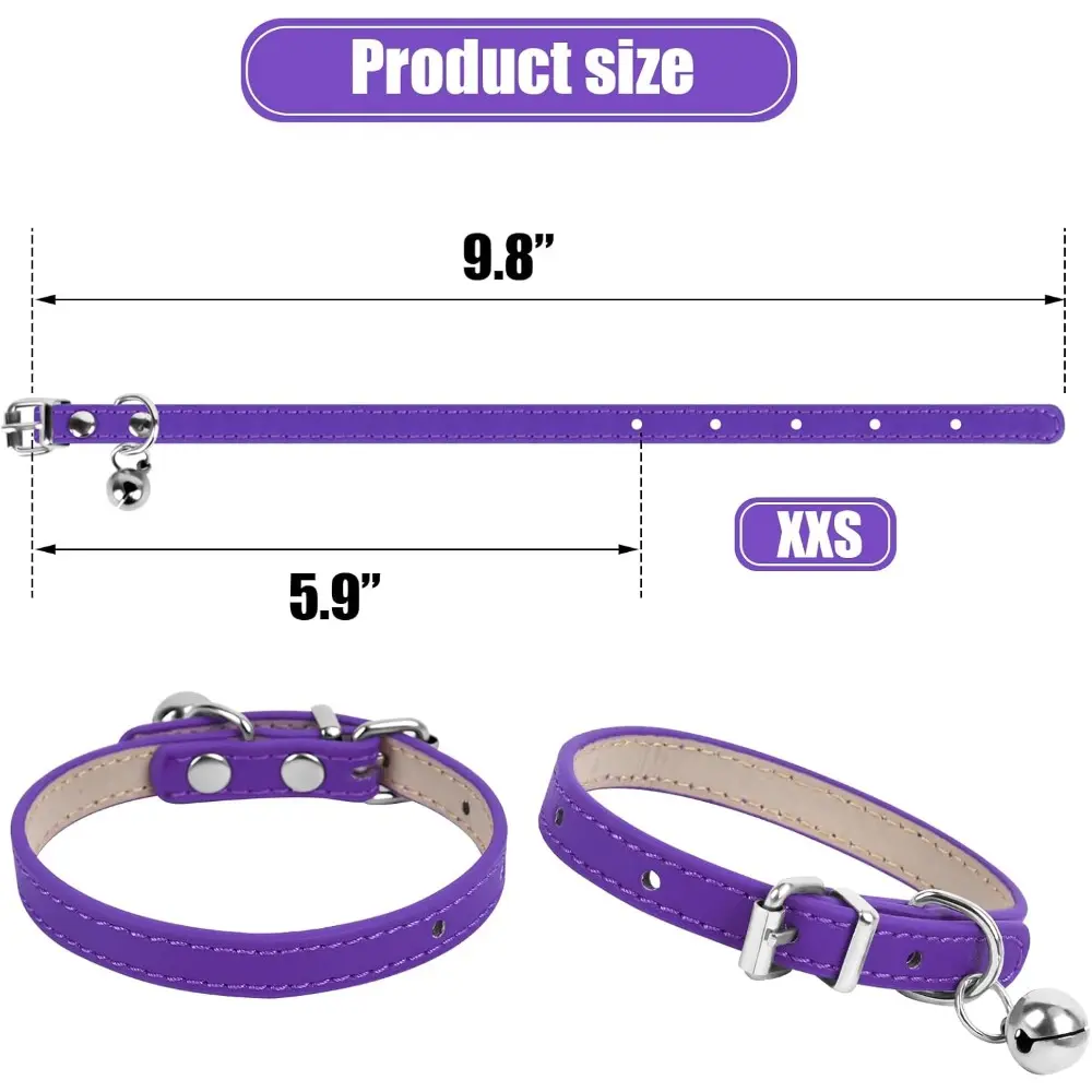 Purple Mini Teacup Dog Collar, 3/8 Inch Wide