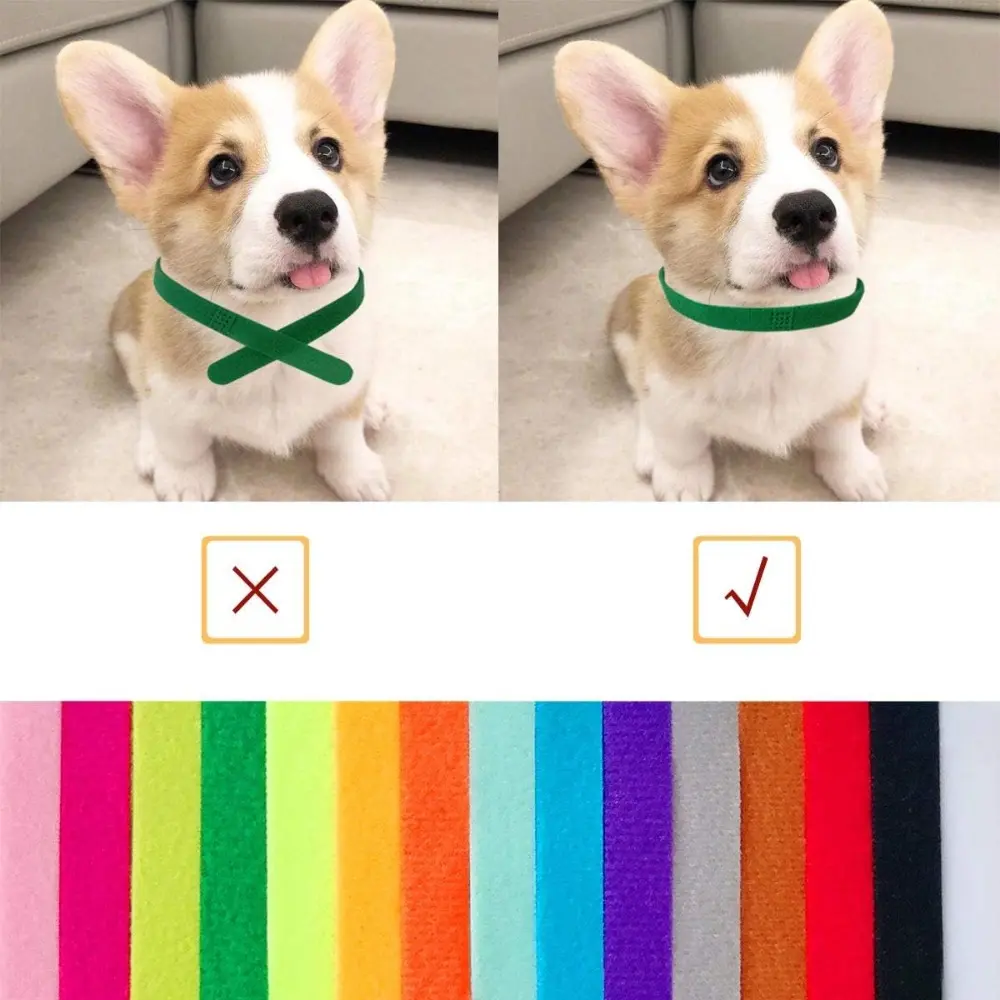 Colorful Adjustable Puppy Identification Collars - 15 Pack for Newborn Puppies
