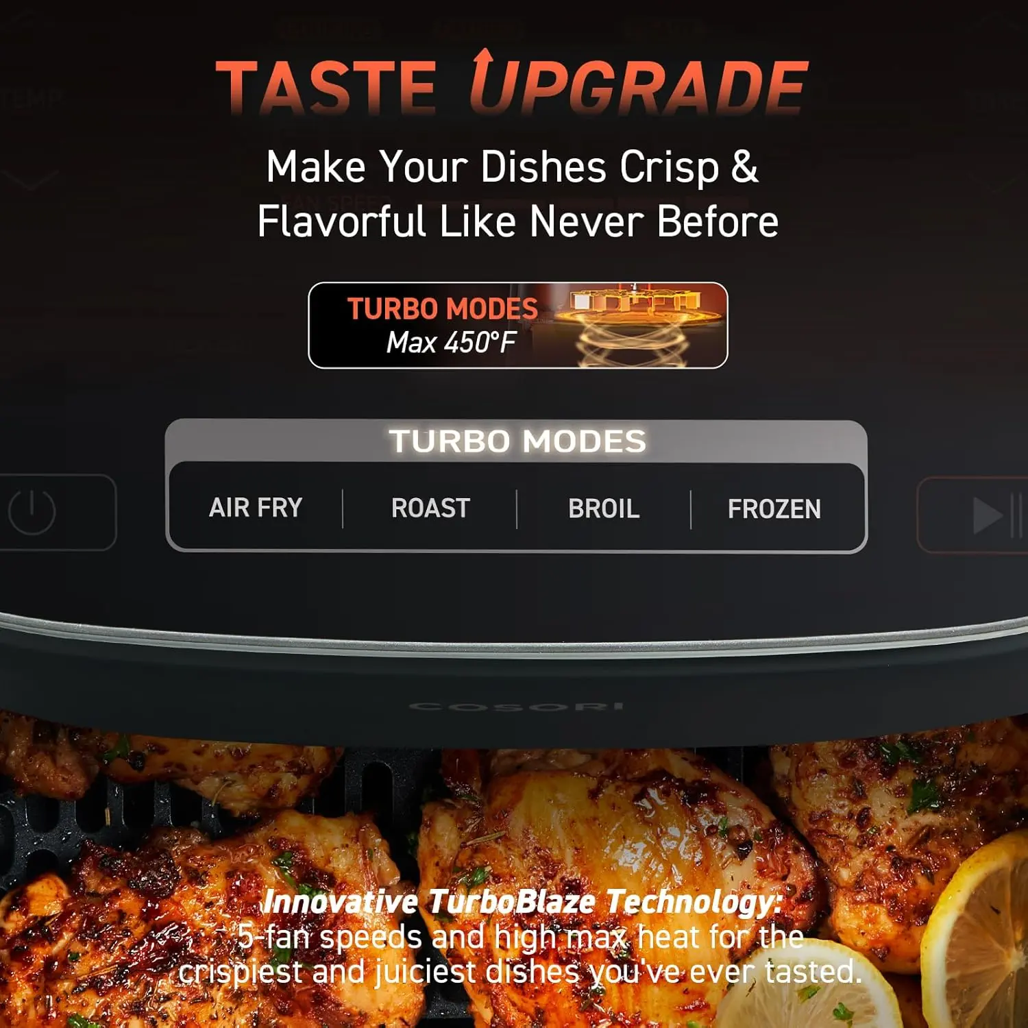 Air Fryer 9-in-1, Compact & Large 6-Qt, Fast Turbo Modes, 90–450°F Precise Heat for Even Results, Up to 95% Less Oil*, Roast,