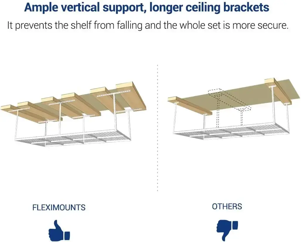 4x8 Overhead Garage Storage Rack w/Hooks Adjustable Ceiling Storage Racks, 96" Length x 48" Width x 40" Height