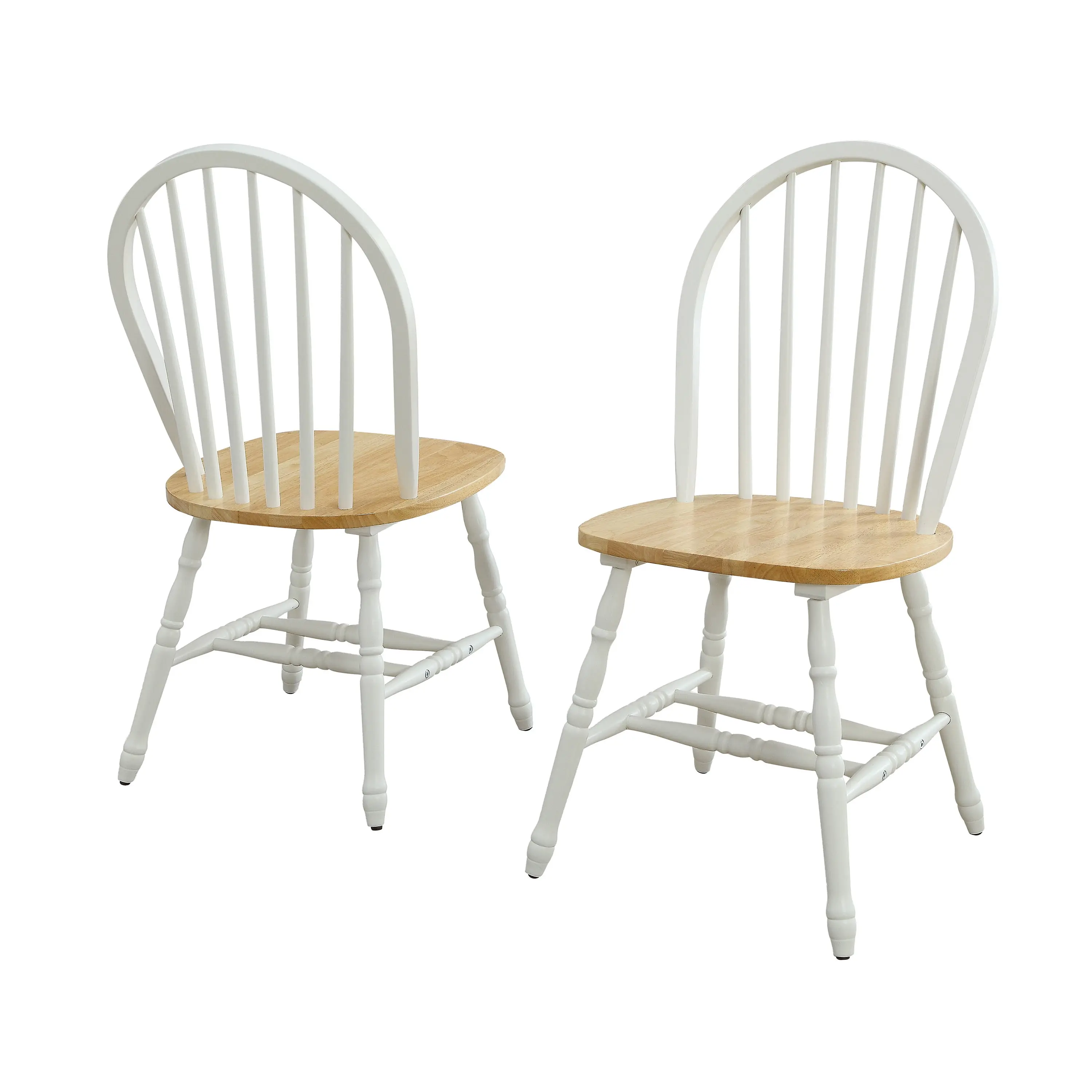 Autumn Lane Windsor Solid Wood Dining Chairs, White and Oak (Set of 2)