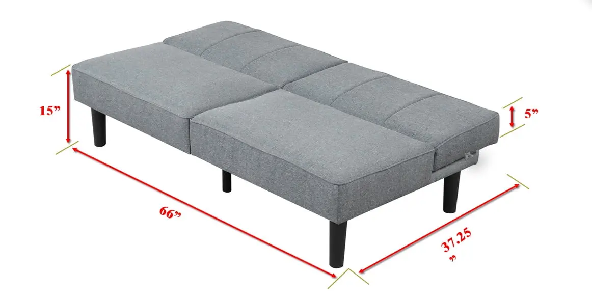66" Studio Futon, Gray Linen Upholstery