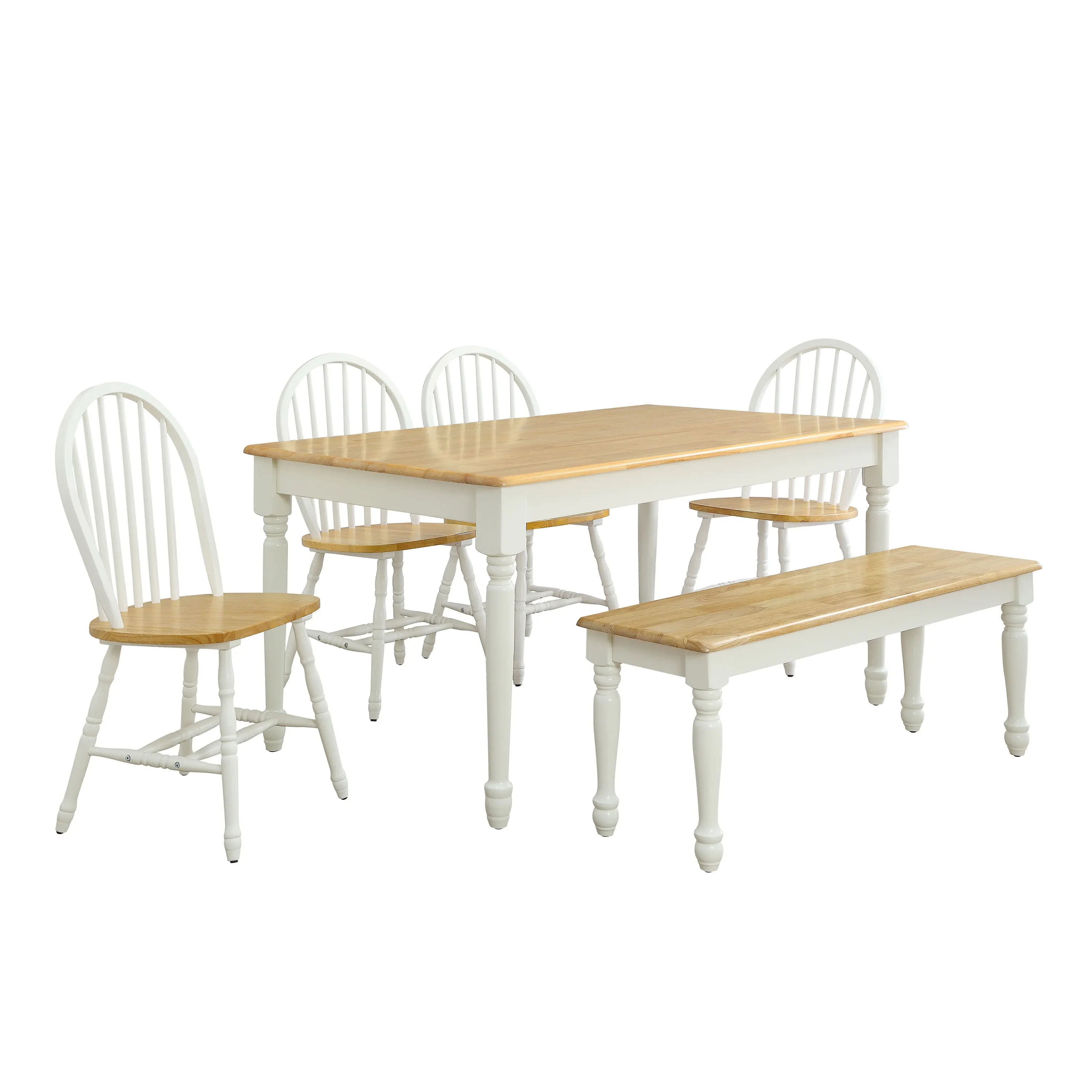 Autumn Lane Windsor Solid Wood Dining Chairs, White and Oak (Set of 2)