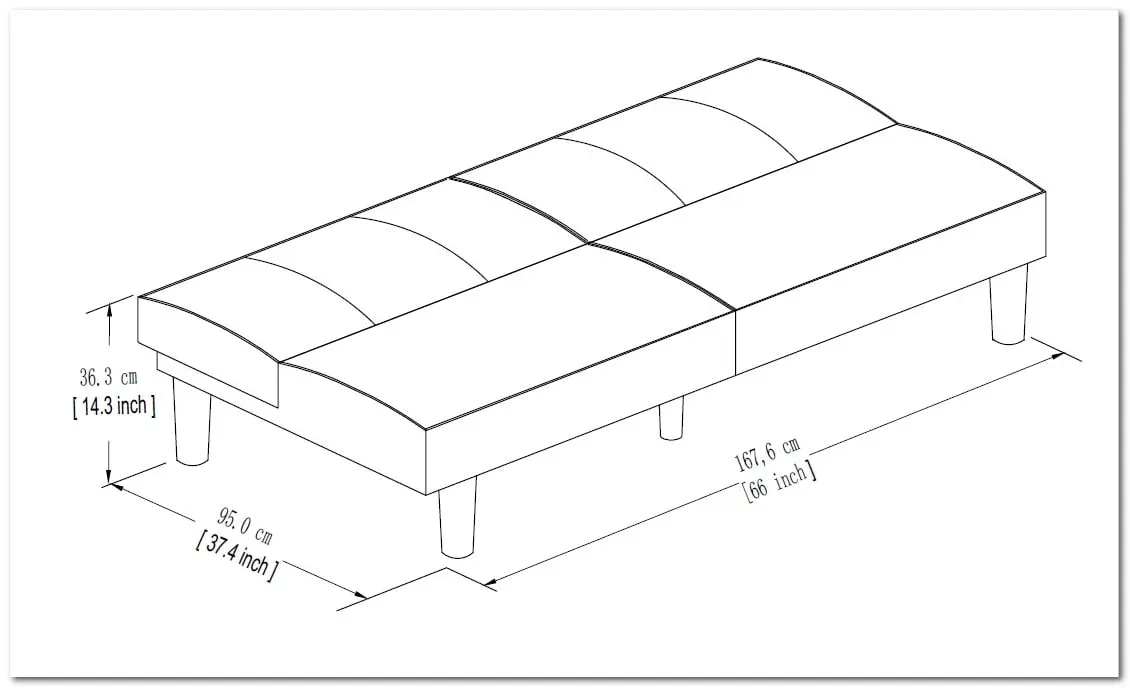 66" Studio Futon, Gray Linen Upholstery