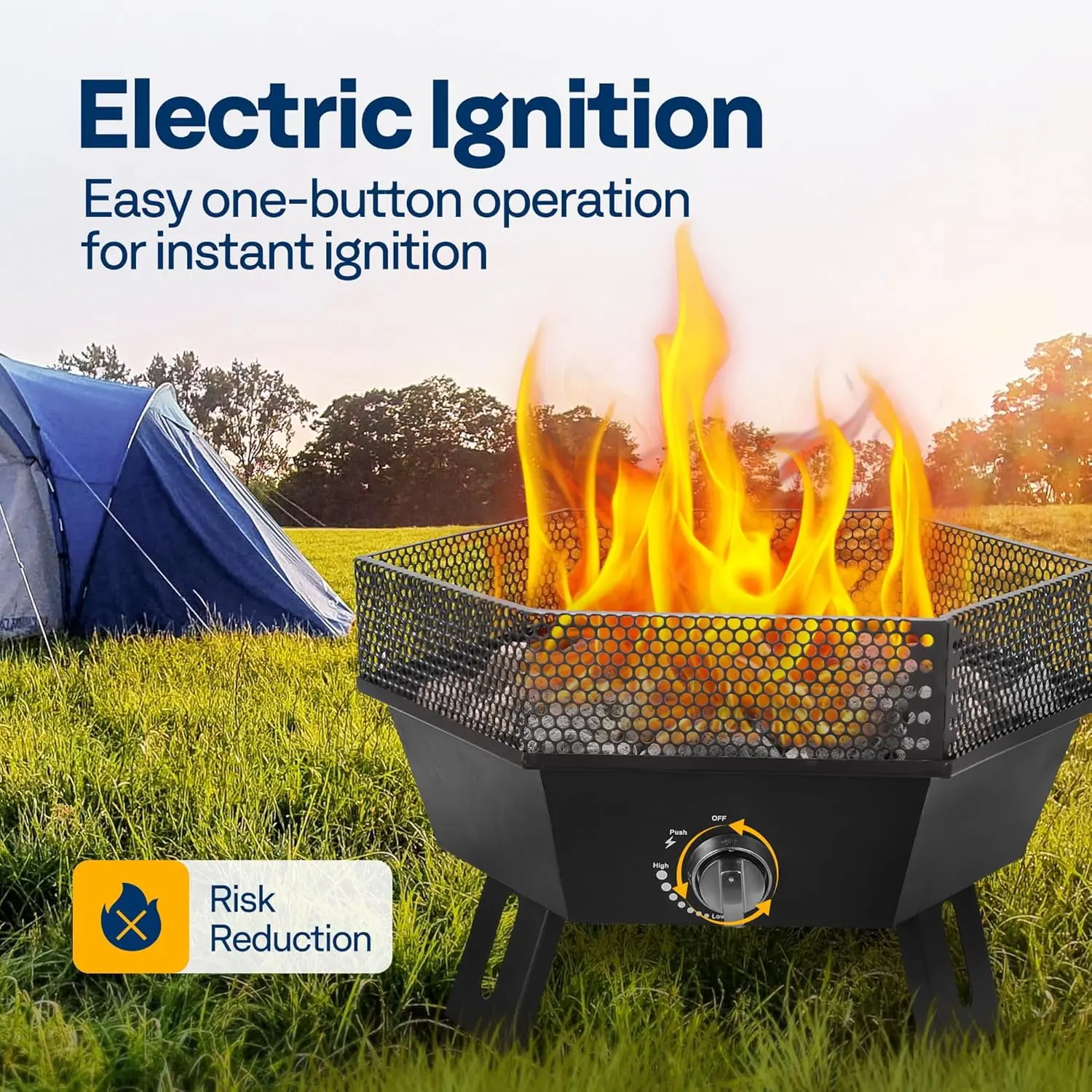 Portable 58,000 BTU Propane Fire Pit, 20-Inch Smokeless Outdoor Design with Carry Bag, Tank Holder