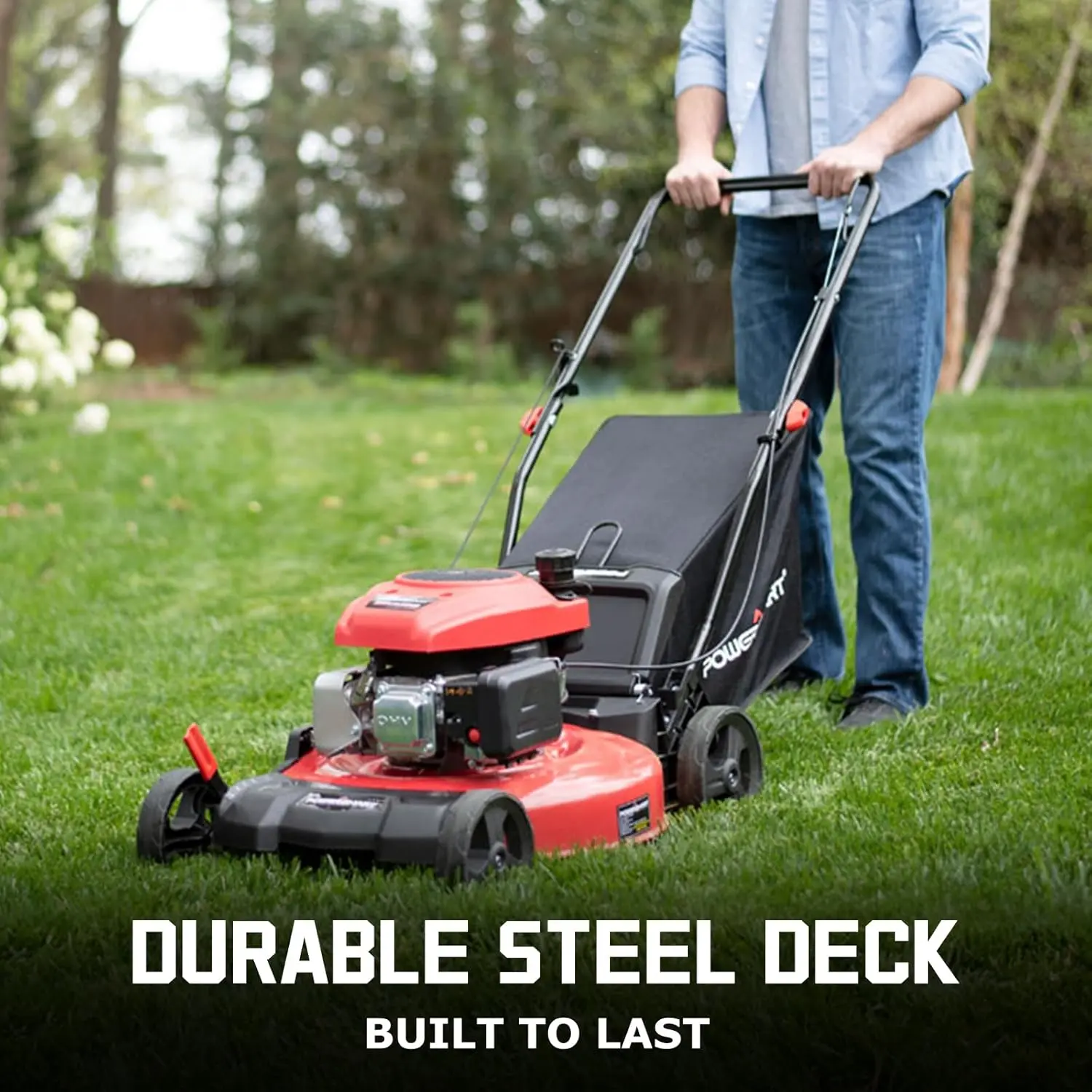 Lawn Mower Gas Powered, 18-Inch 144cc Engine 3-in-1 Walk-Behind Push Lawn Mower, Oil Included