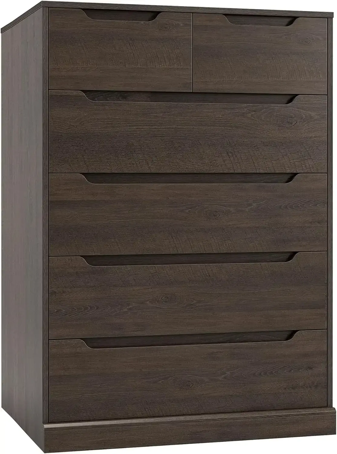 Modern 6 Drawer Dresser for Bedroom, Tall Chest of Drawers with Storage, Large Wood Storage Chest Organizer with Cut-Out Handle