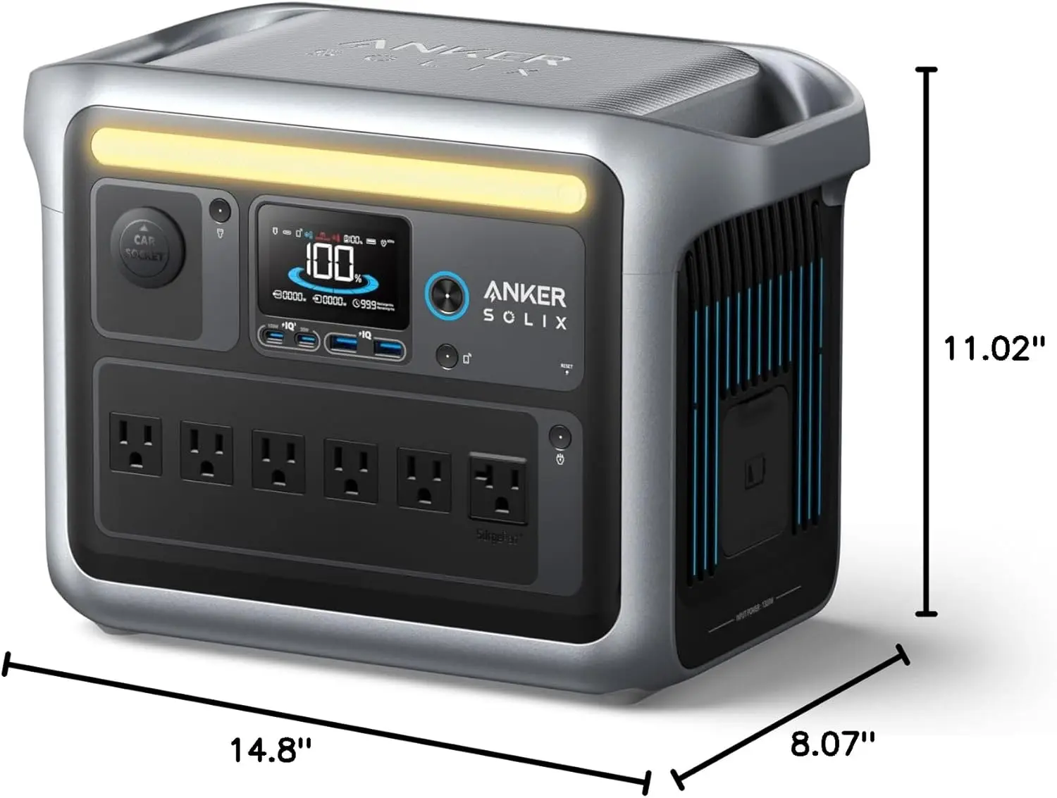 1800W (Peak 2400W) Solar Generator, Full Charge in 58 Min, 1056wh LiFePO4 Battery for Home Backup (Optional Solar Panel)