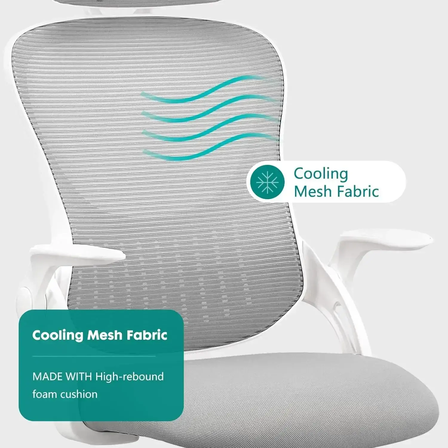 SMUG Office Computer Desk Chair, Ergonomic High-Back Mesh Rolling Work Task Chairs with Wheels and Adjustable Headrests