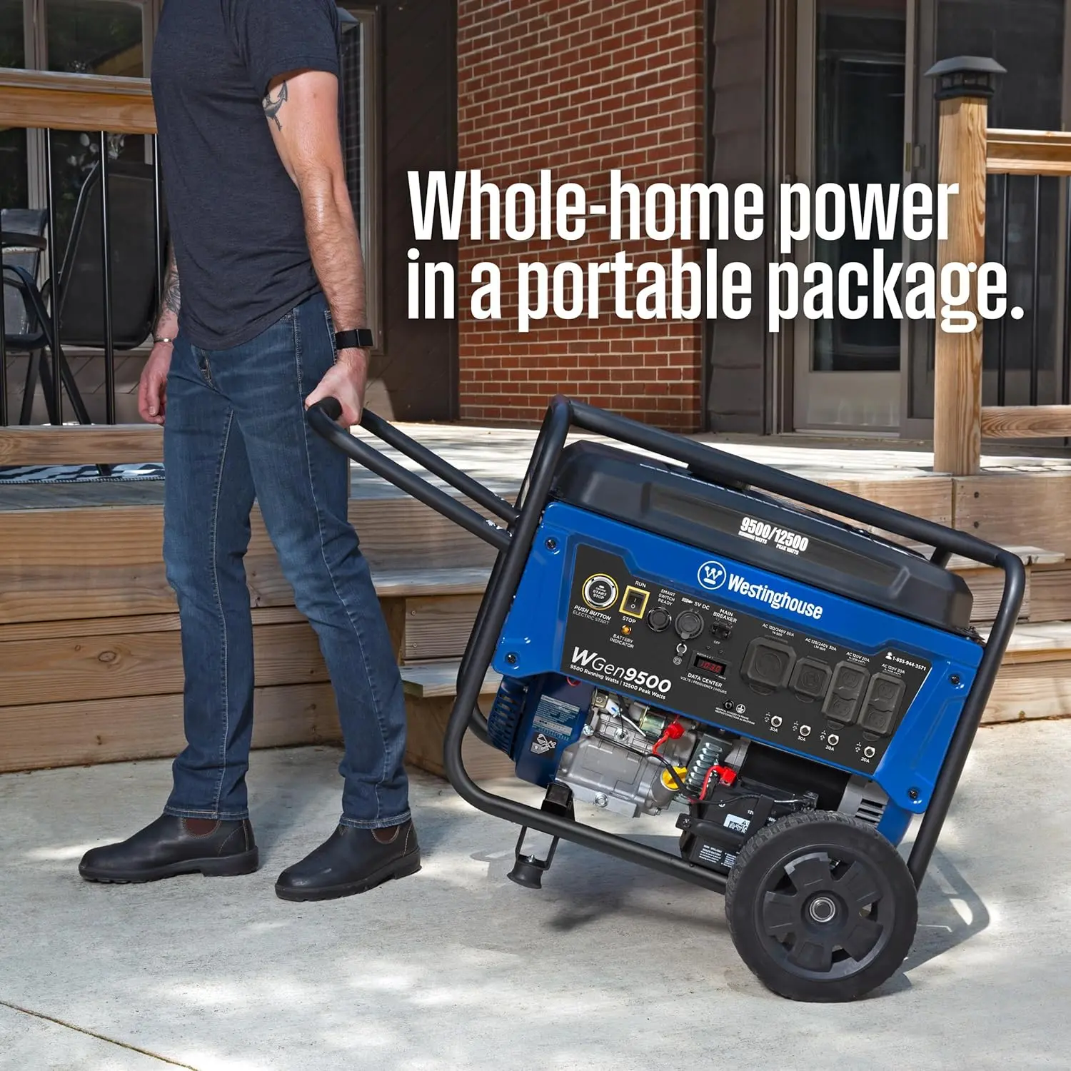 Outdoor Power Equipment 12500 Peak Watt Home Backup Portable Generator, Remote Electric Start with Auto Choke, Gas Powered