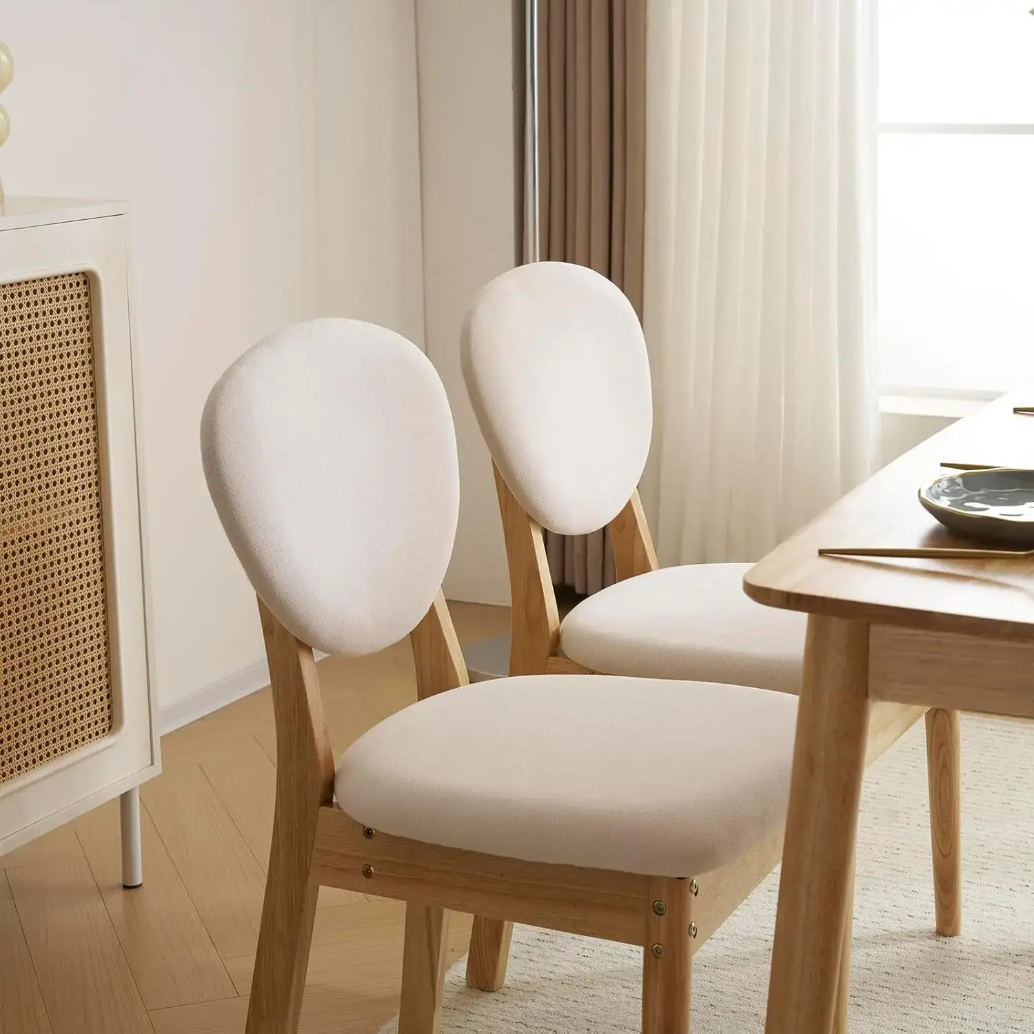 Modern 5-Piece Wood Dining Table Set for 4, Compact Mid-Century Modern Table & Chair Set for Kitchen/Small Apartment