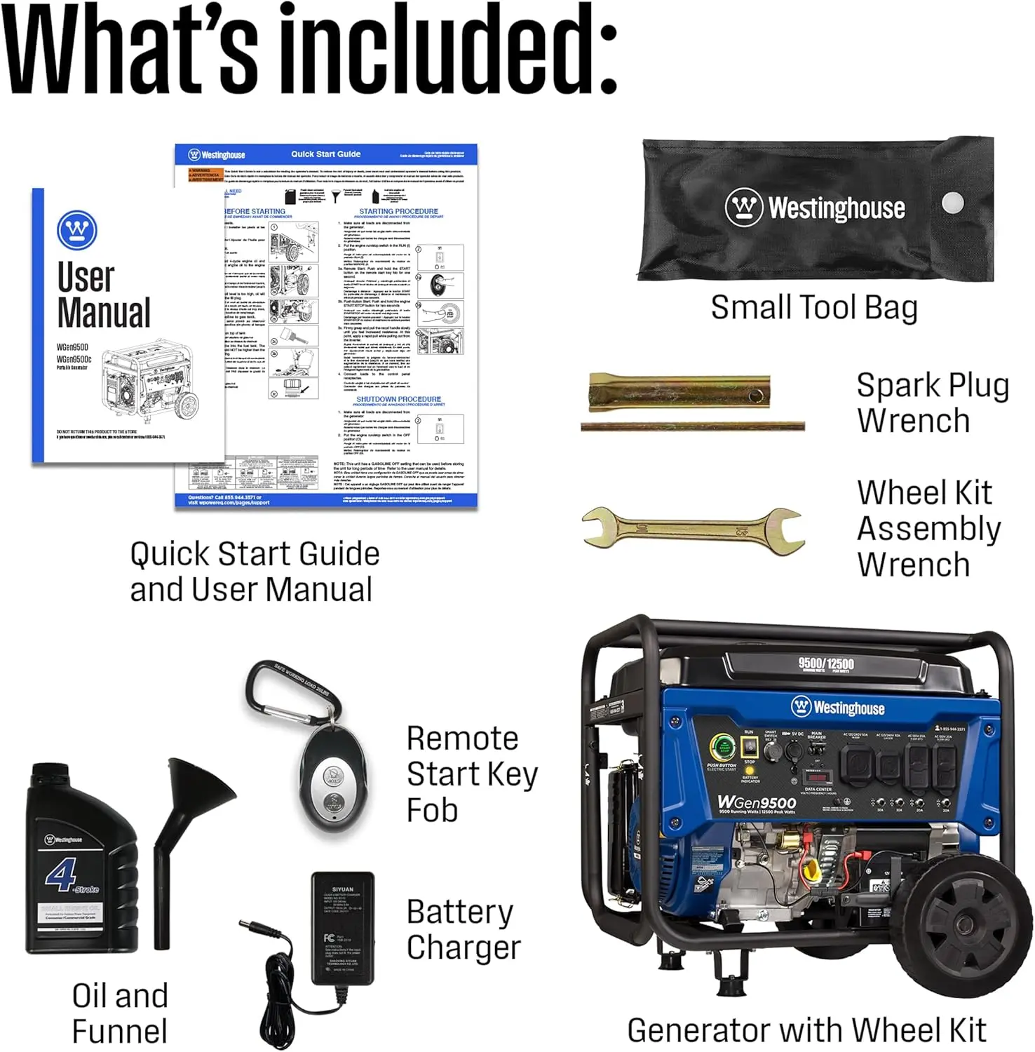 Outdoor Power Equipment 12500 Peak Watt Home Backup Portable Generator, Remote Electric Start with Auto Choke, Gas Powered