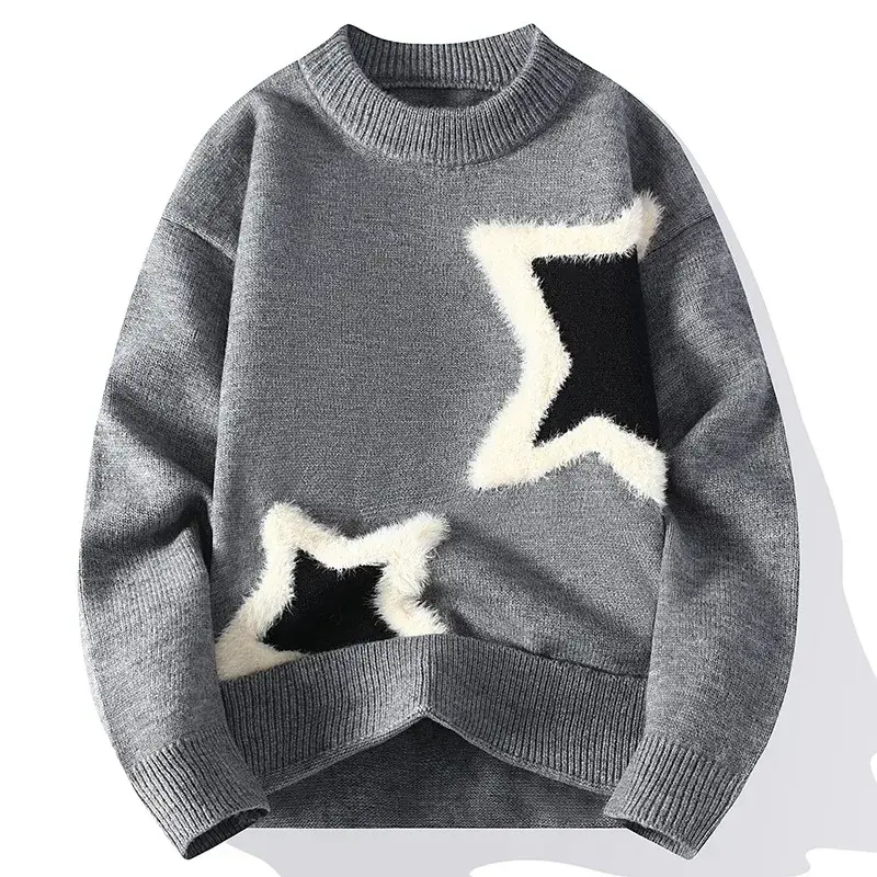 Men Streetwear O-neck Knitted Pullovers Outwear Casual Sweaters New Fashion Man Loose Sweaters Male Pullovers Winter Clothing 4X