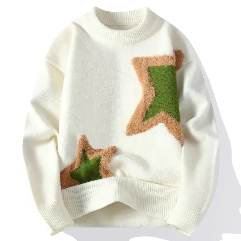 Men Streetwear O-neck Knitted Pullovers Outwear Casual Sweaters New Fashion Man Loose Sweaters Male Pullovers Winter Clothing 4X