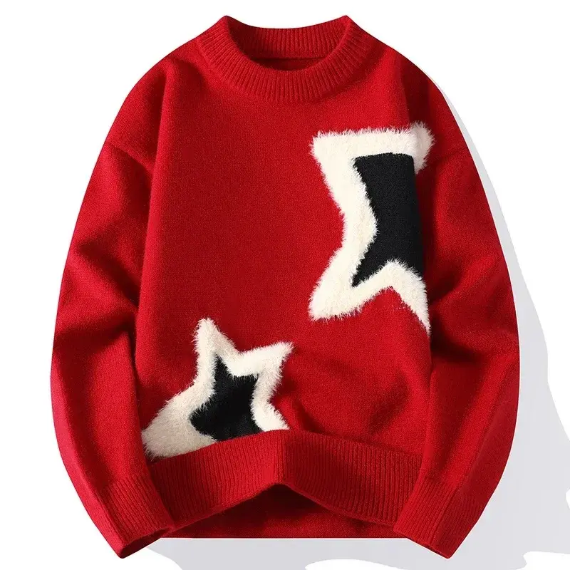 Men Streetwear O-neck Knitted Pullovers Outwear Casual Sweaters New Fashion Man Loose Sweaters Male Pullovers Winter Clothing 4X