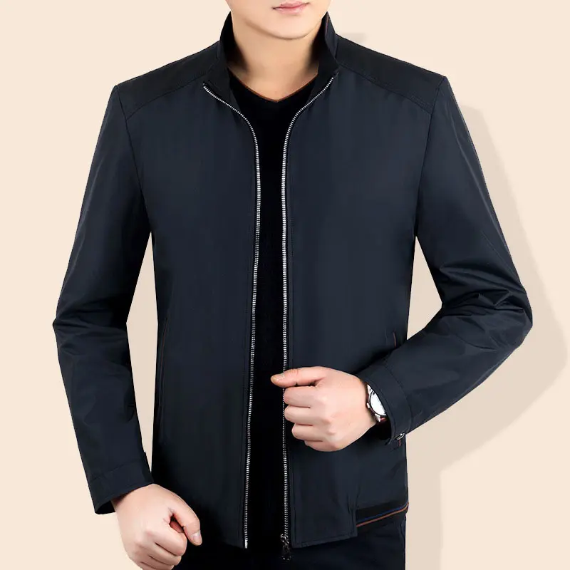 New Spring Men Business Casual Thin Jackets Male Standing Collar Executive Jackets Good Quality Male Slim Fit Jackets Coats 4XL
