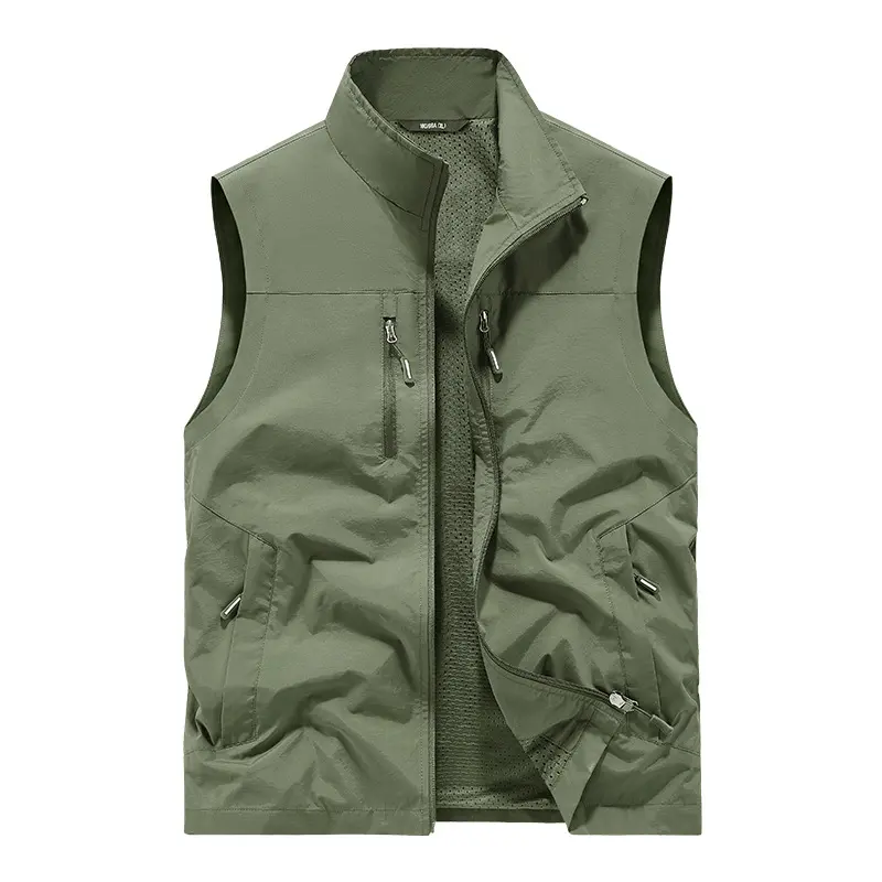 Men Outdoor Thin Cargo Vests New Summer Mesh Breathable Waistcoats Fishing Sleeveless Jackets Male Sportswear Casual Vests 6XL