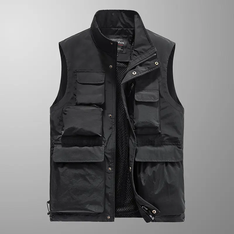 Men Winter Outdoor Fleece Waistcoats Climbing Fishing Vests Jackets Multi-pocket Vests Men Fleece Breathable Vests Coats Size 5X