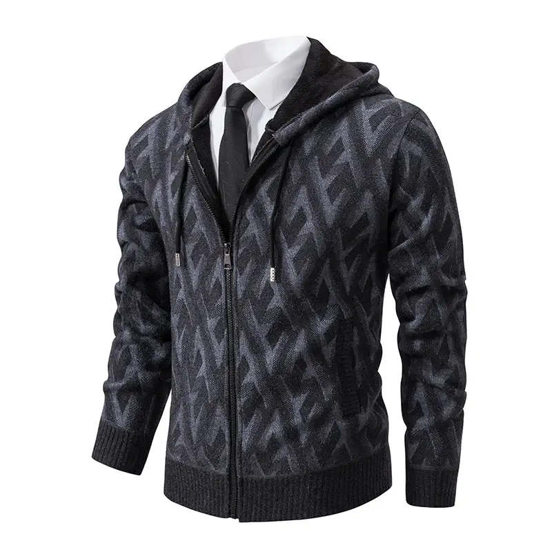 Men Hooded Casual Cardigans Sweatercoats New Winter Man Fleece Warm Slim Cardigans Knitwear Sweaters Autumn Thicker Hoodies 3XL