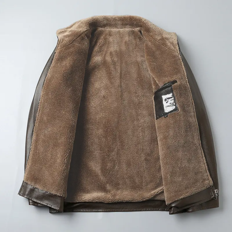 New Winter Men Wool Liner Warm Leather Jacket Man Fleece Fur Collar Leather Jackets Quality Male Casual PU Leather Coats 3XL