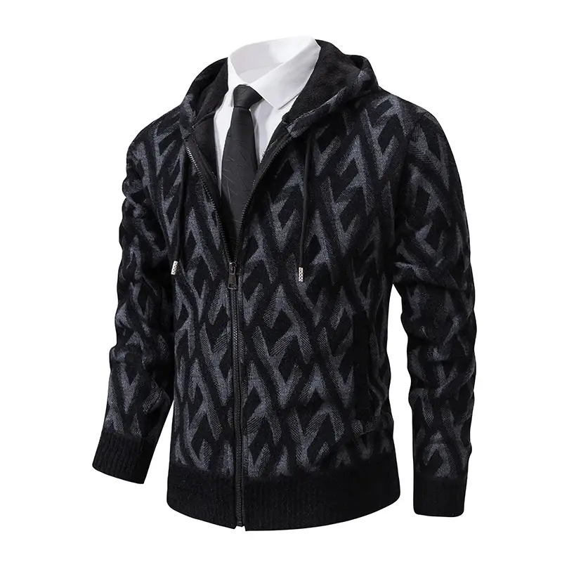 Men Hooded Casual Cardigans Sweatercoats New Winter Man Fleece Warm Slim Cardigans Knitwear Sweaters Autumn Thicker Hoodies 3XL