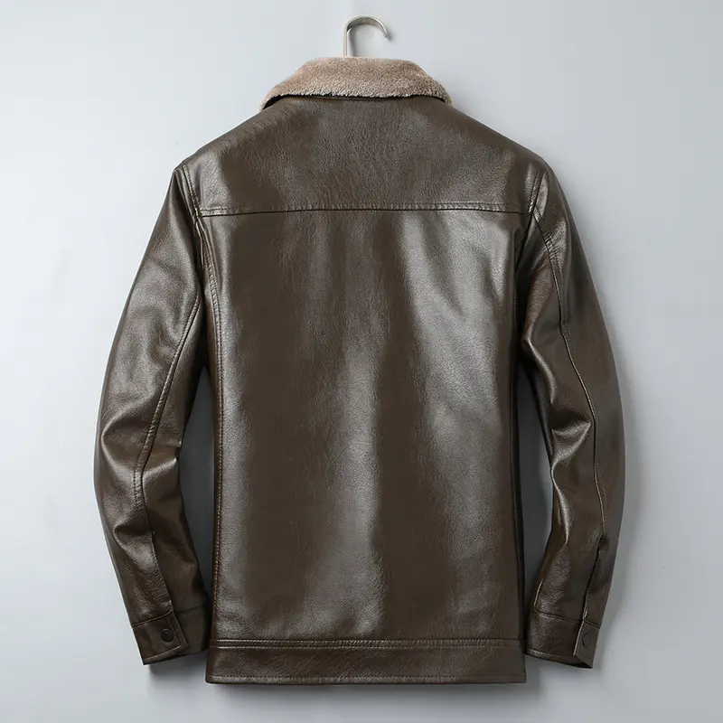 New Winter Men Wool Liner Warm Leather Jacket Man Fleece Fur Collar Leather Jackets Quality Male Casual PU Leather Coats 3XL