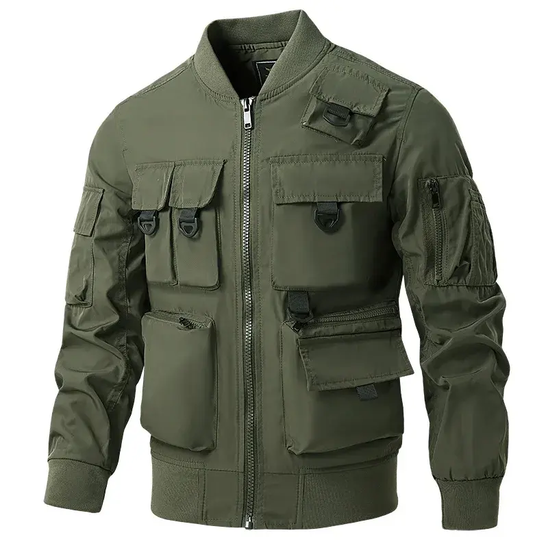 New Men Aviator Jackets Bomber Jaquetas Multiple Pockets Tooling Jackets Casual Coats Good Quality Male Outerwear Fit Coats 4XL