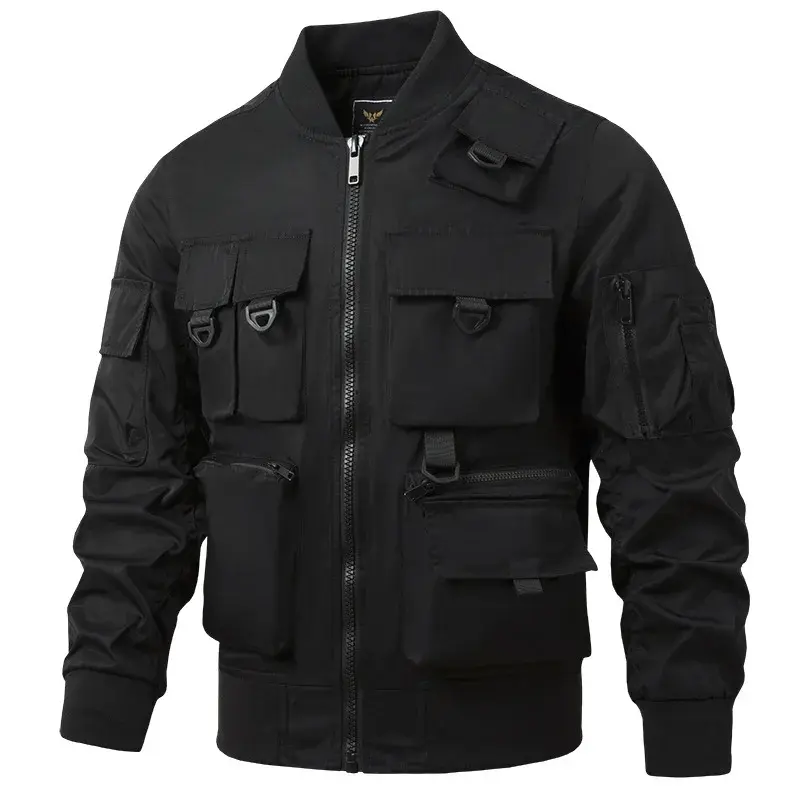 New Men Aviator Jackets Bomber Jaquetas Multiple Pockets Tooling Jackets Casual Coats Good Quality Male Outerwear Fit Coats 4XL