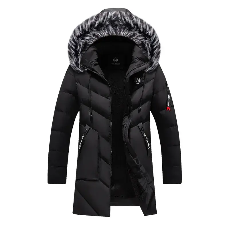 Men Winter Trench Coats Long Down Jackets Hooded Casual Jackets High Quality Male Cotton Slim Warm Parkas Fleece Winter Coats