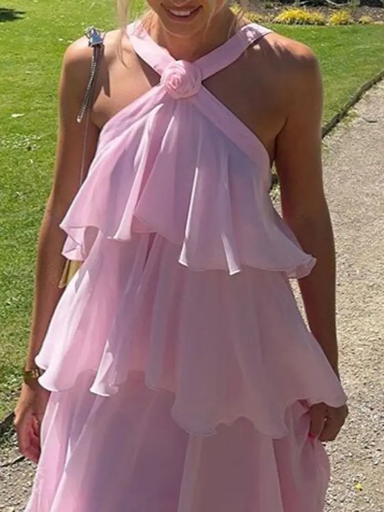 Summer New Style Beach Skirt Strap Hanging Neck Stacked Dress Cake Skirt