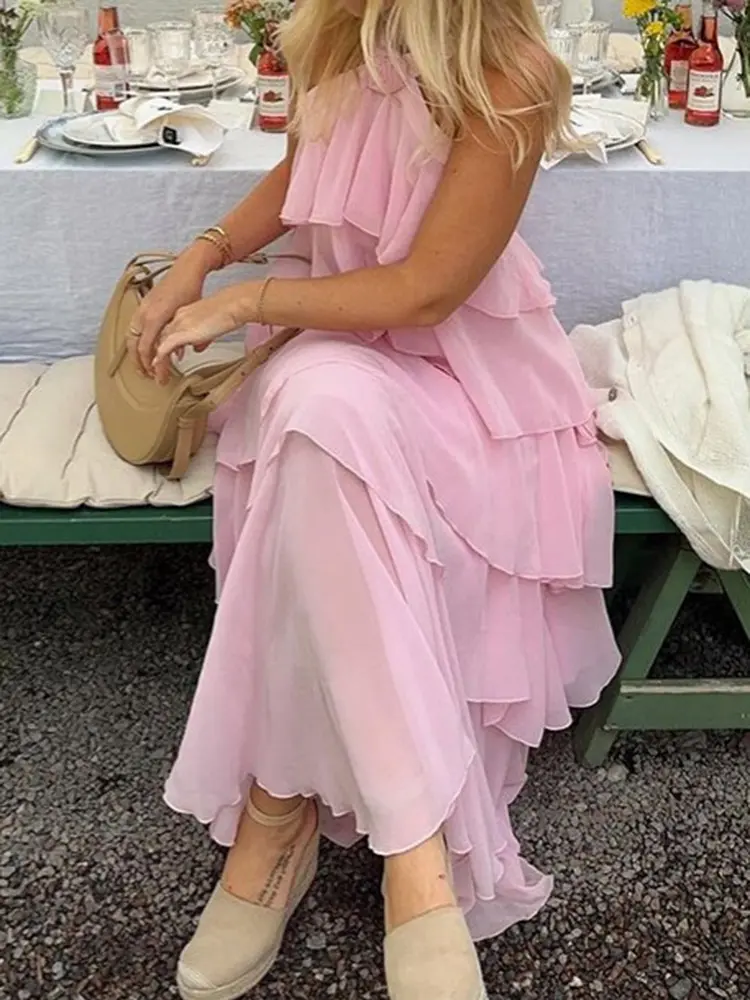 Summer New Style Beach Skirt Strap Hanging Neck Stacked Dress Cake Skirt