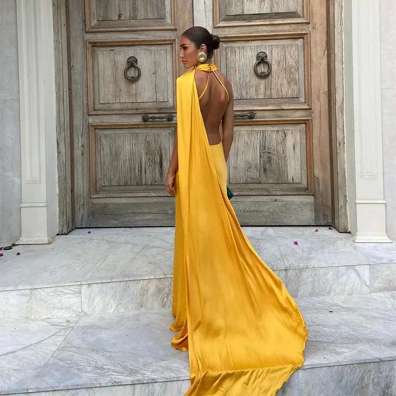 Autumn Women's Dress Elegant Satin Ribbon Suspender Party Sleeveless Dress