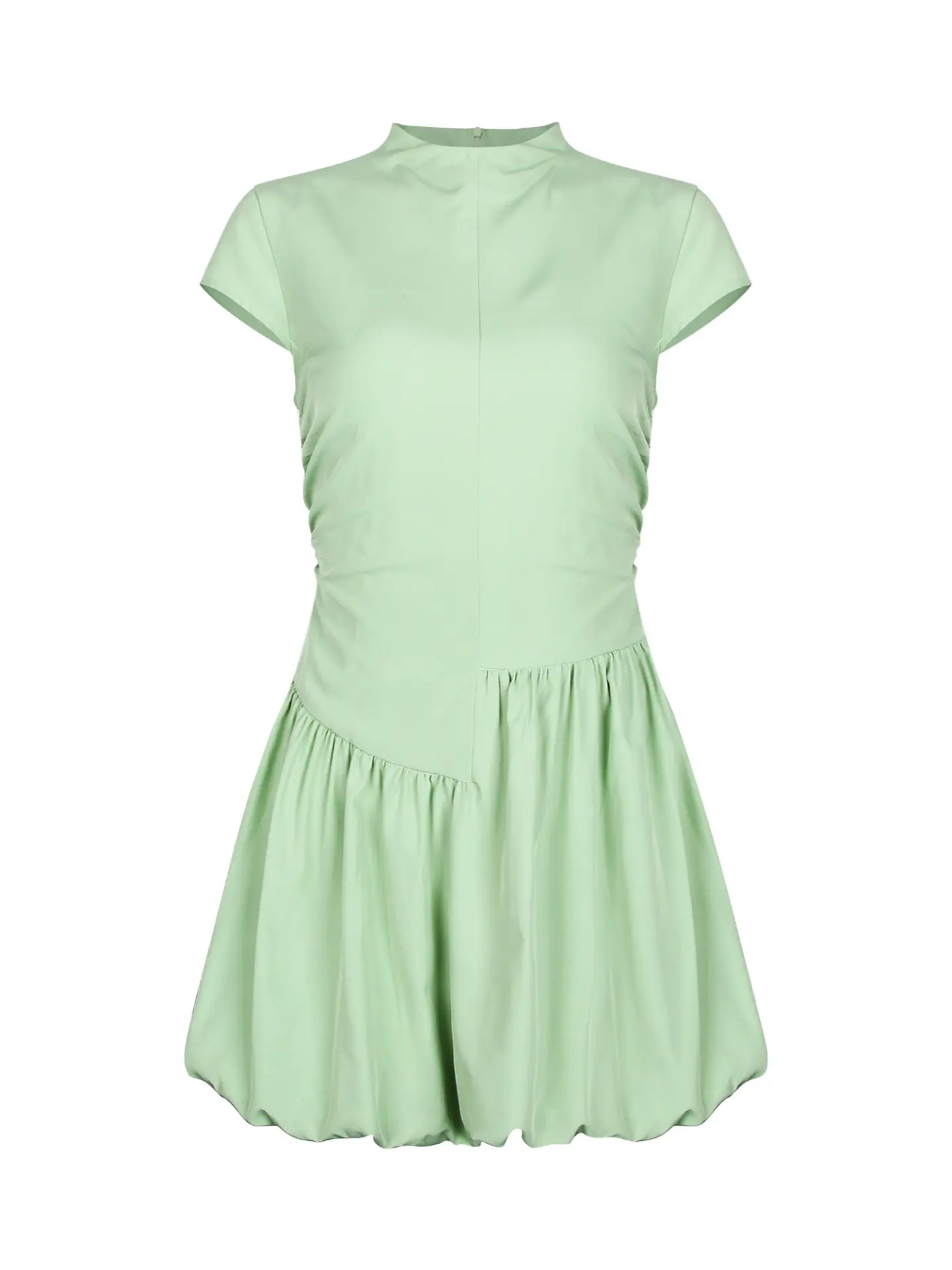 Fashion Pleated Slim Fitting Lantern Skirt Short Sleeved Camisole Bubble Green Dress Women's Sweet and Spicy Style Skirt