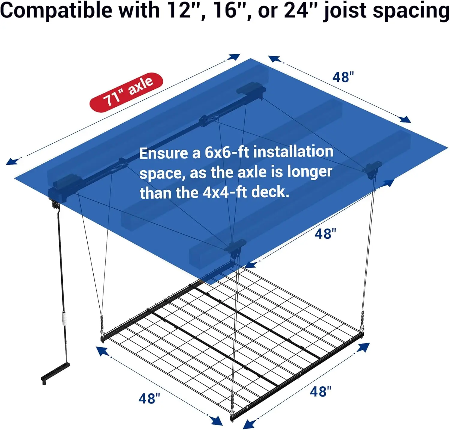 Garage Lifting Metal Rack, 4x4 Ft Overhead Garage Storage Racks, Adjustable Heavy-Duty Ceiling Organization System