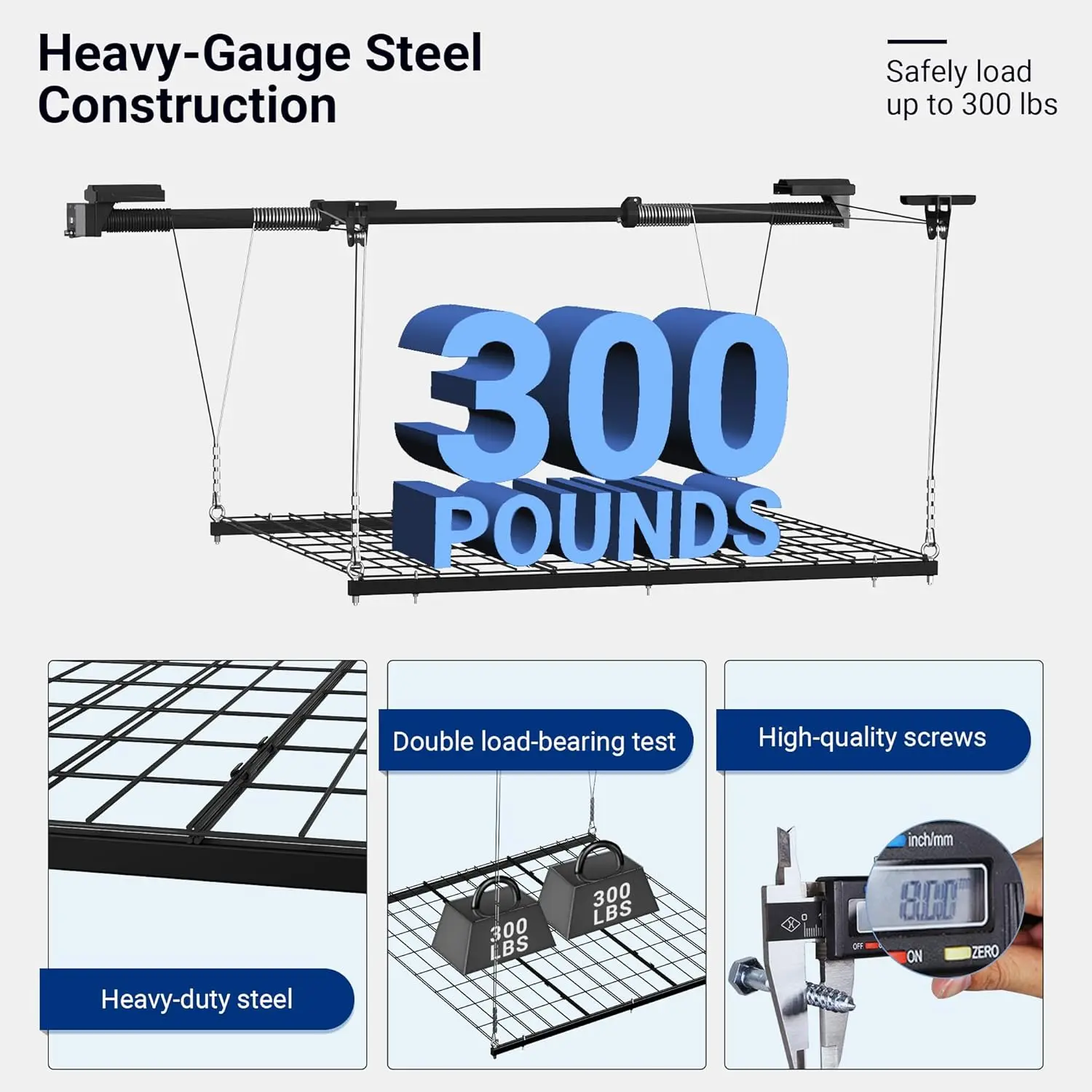 Garage Lifting Metal Rack, 4x4 Ft Overhead Garage Storage Racks, Adjustable Heavy-Duty Ceiling Organization System
