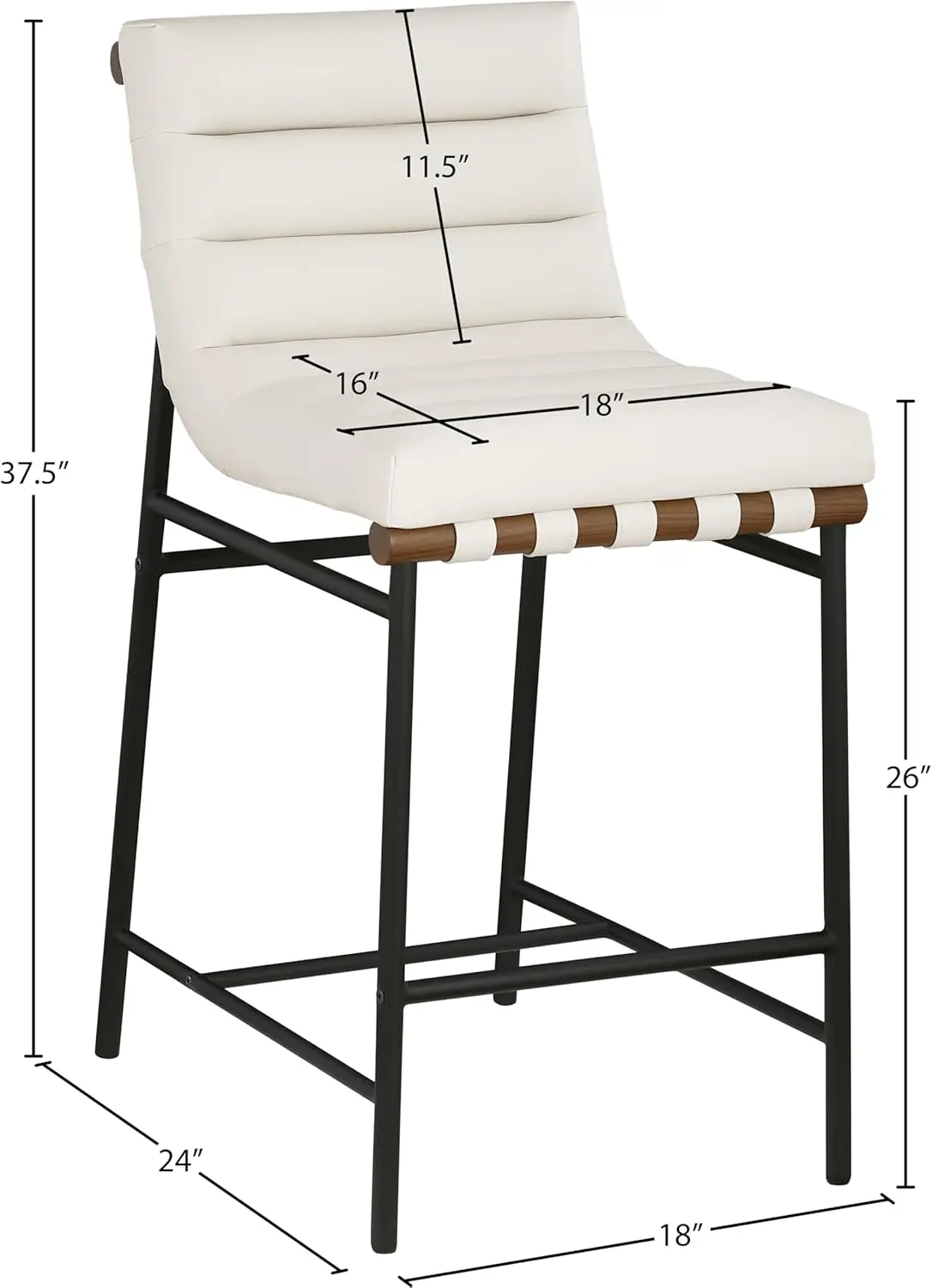 813Cream-C Burke Collection Modern | Contemporary Counter Stool with Soft Cream Vegan Leather,  Matte Black Metal Frame, Cream