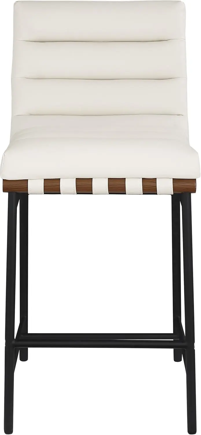 813Cream-C Burke Collection Modern | Contemporary Counter Stool with Soft Cream Vegan Leather,  Matte Black Metal Frame, Cream